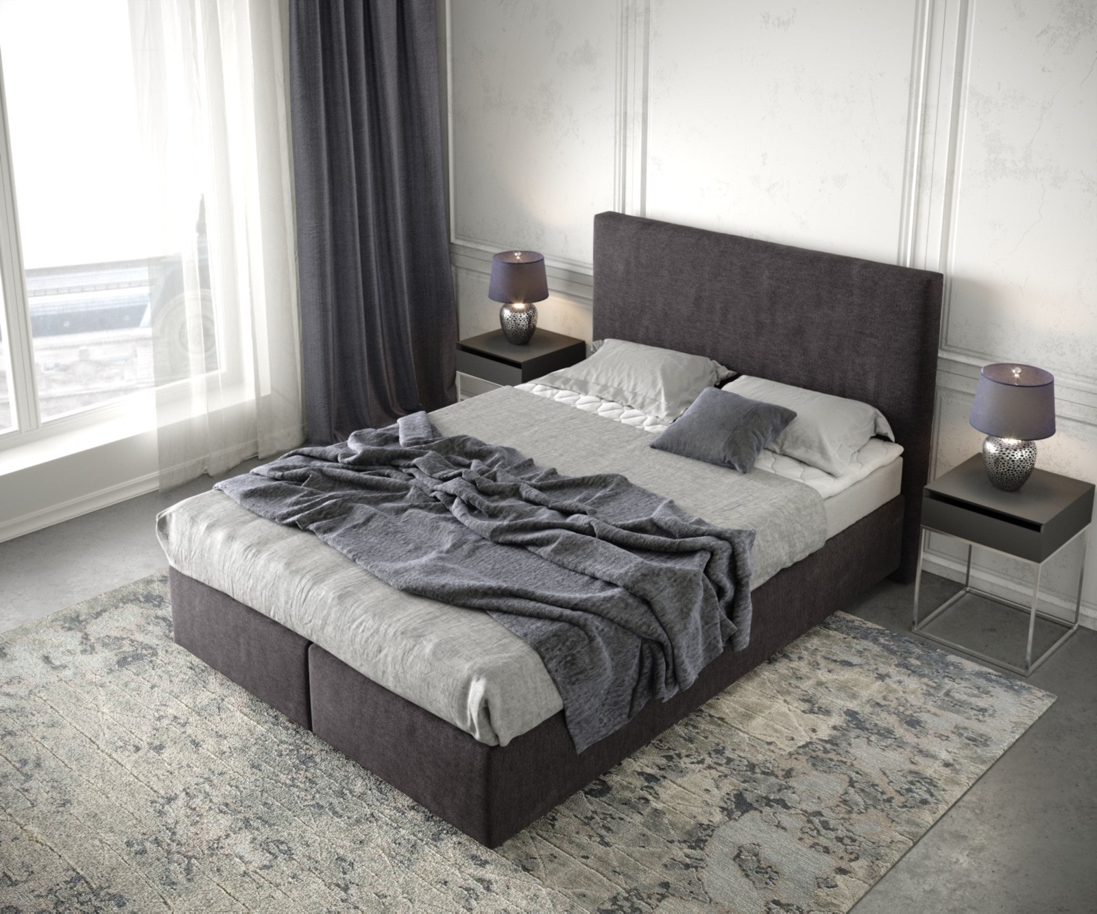 Boxspringbett Dream-Well 140x200 cm Mikrofaser Schwarz mit Matratze und Topper 3 Boxspringbett Dream-Well 140x200 cm Mikrofaser Schwarz mit Matratze und Topper 3
