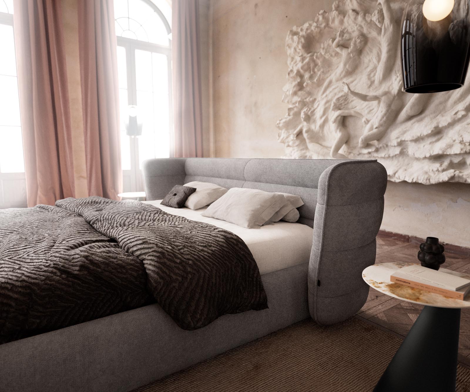 Polsterbettgestell Simea 180x200 cm Mikrofaser Grau 5