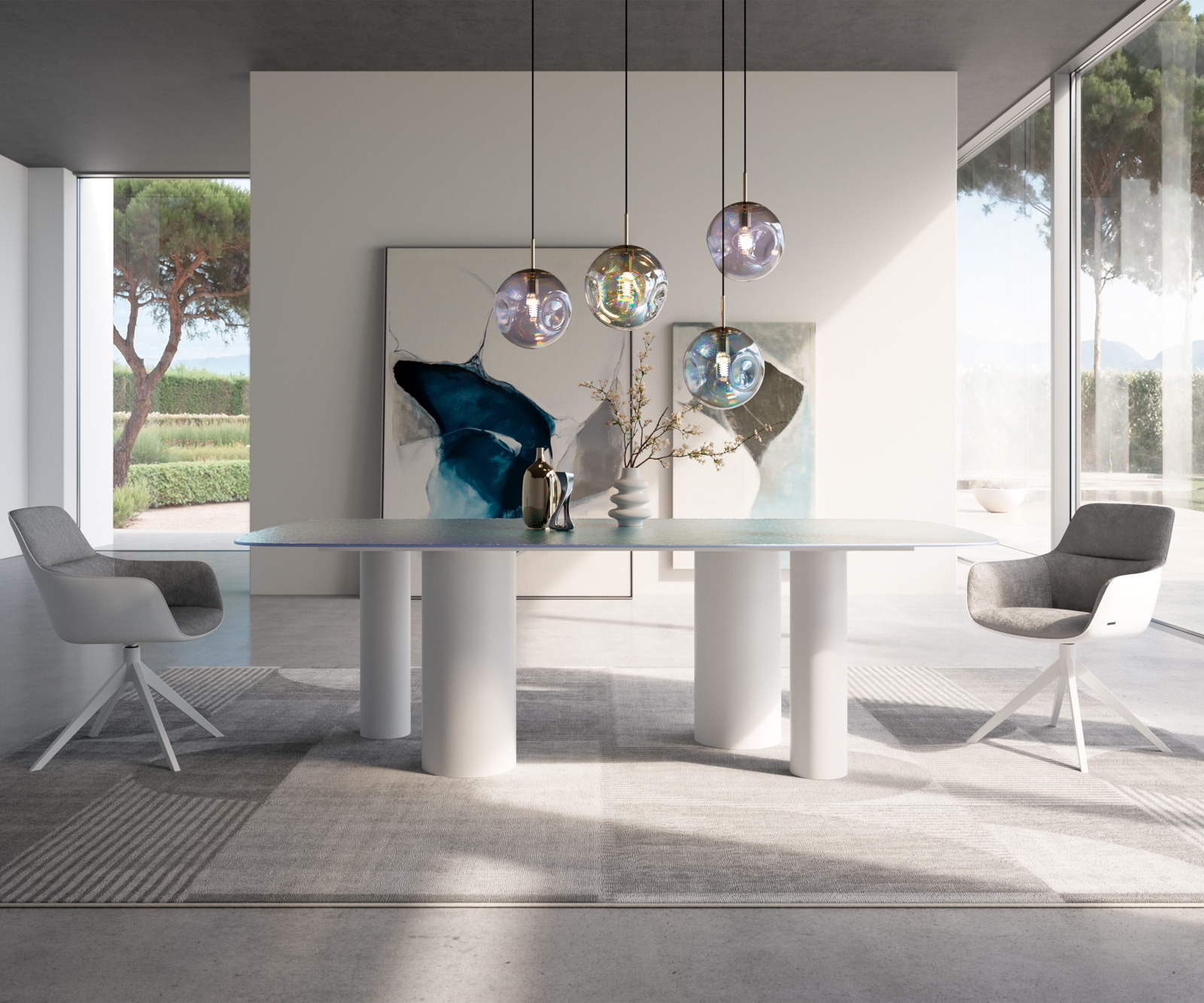 Tischgestell Pilier Metall Weiß für Tischplatten ab 200 cm 2 Tischgestell Pilier Metall Weiß für Tischplatten ab 200 cm 2