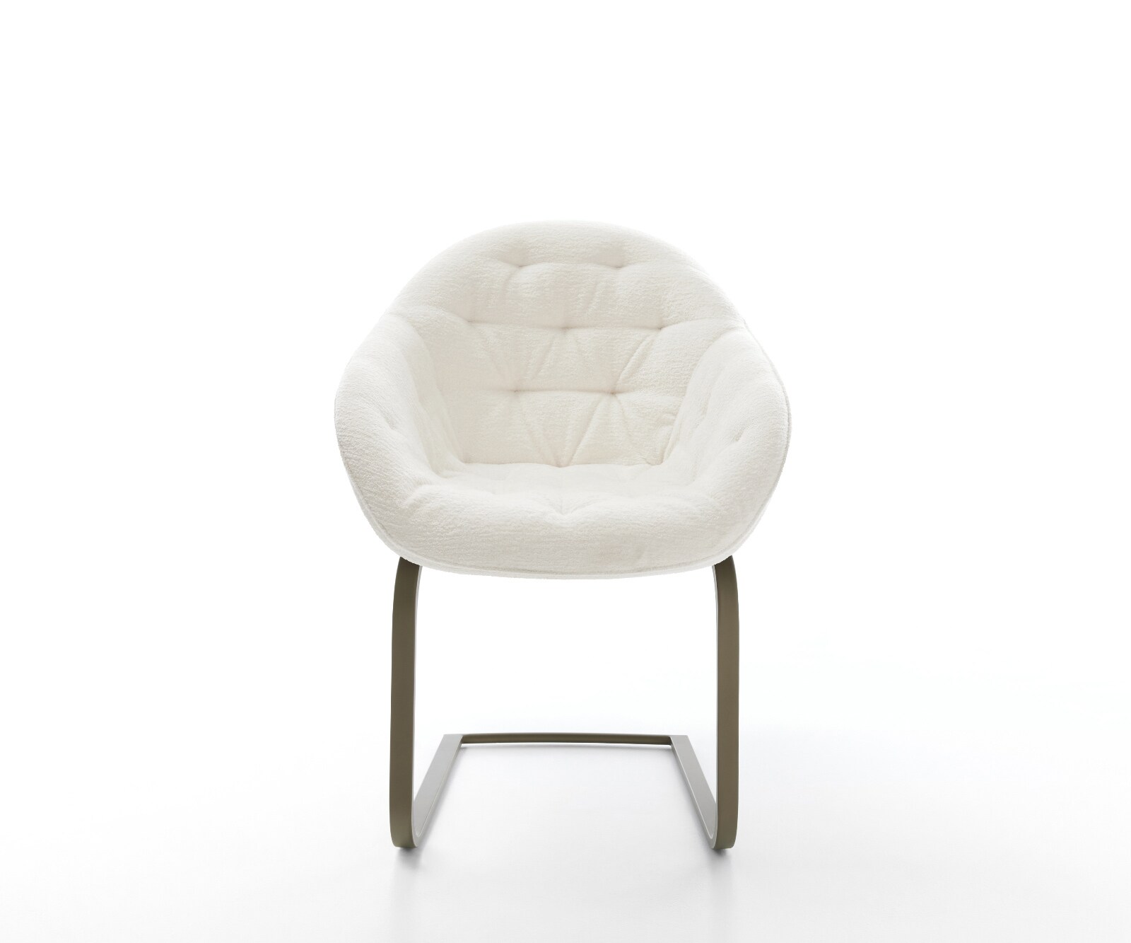 Cantilever Gaio-Flex bouclé doux beige pied cantilever plat aspect titane 2