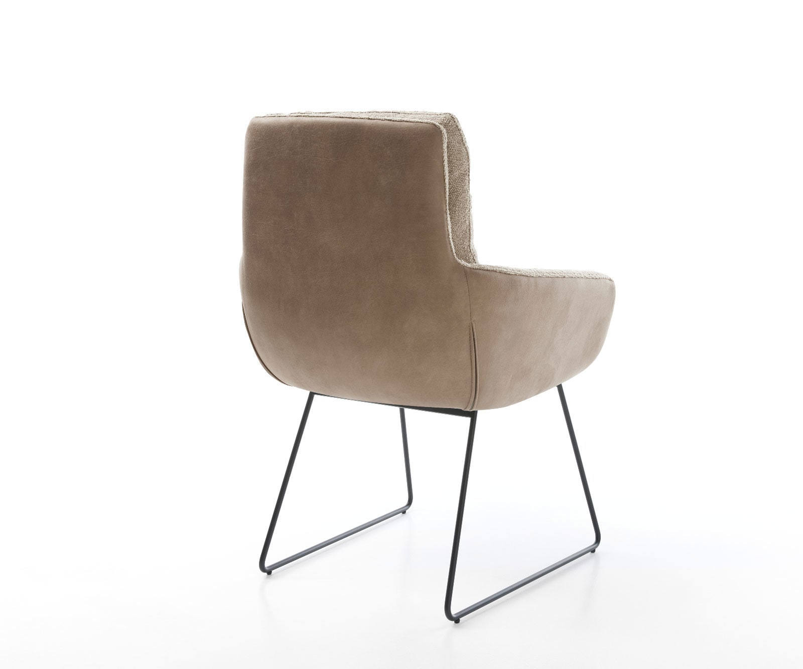 Esszimmerstuhl Abelia-Flex mit Armlehnen Materialmix Schlamm Kufengestell Schwarz 4 Esszimmerstuhl Abelia-Flex mit Armlehnen Materialmix Schlamm Kufengestell Schwarz 4