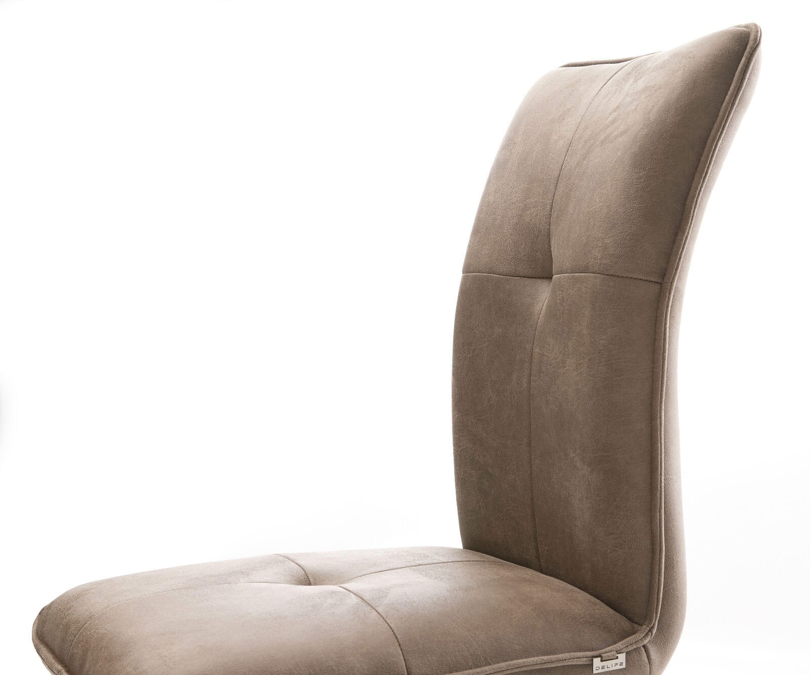 Chaise-de-salle-à-manger Maddy-Flex microvelours taupe vintage pied trapèze acier inoxydable brossé 3 Chaise-de-salle-à-manger Maddy-Flex microvelours taupe vintage pied trapèze acier inoxydable brossé 3