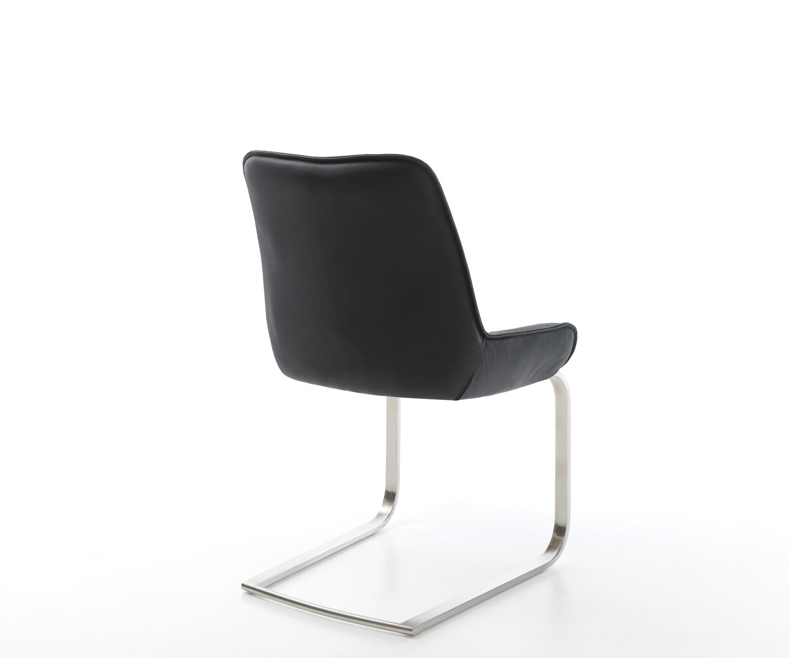Cantilever Taimi-Flex cuir de vache noir pied cantilever plat acier inoxydable brossé 4