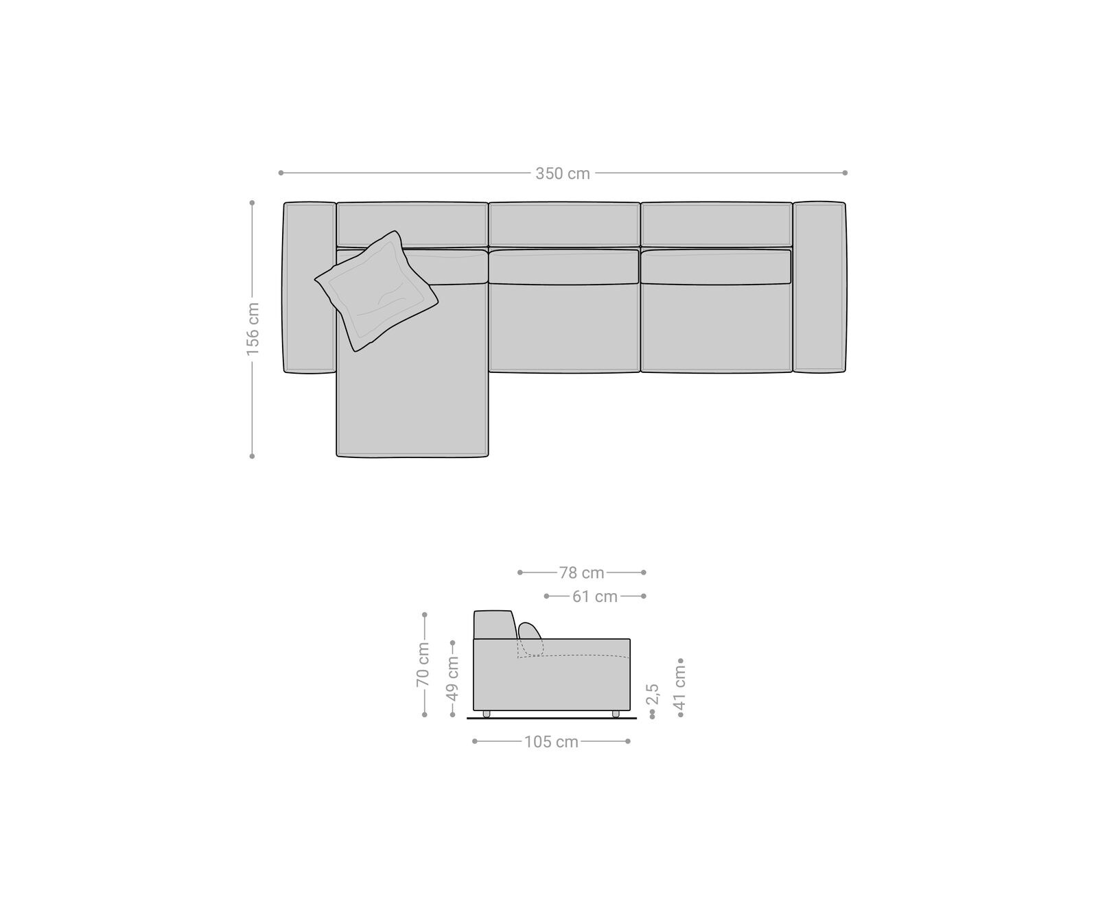 Canapé d'angle Sirpio L 350x160 cm Bouclee Crème-blanc Recamiere variable 6