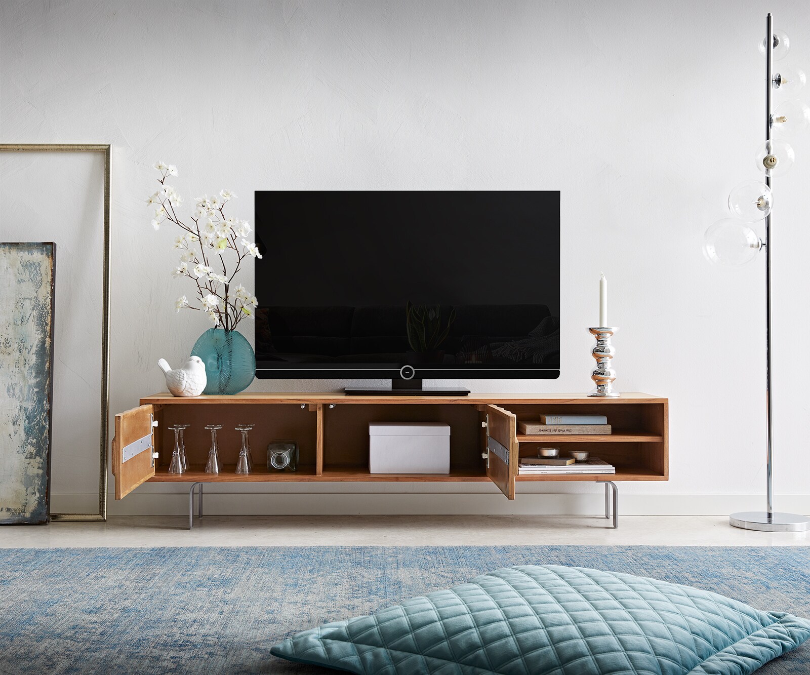 Buffet bas Fevo 160 cm acacia nature 2 portes Pied-L 3