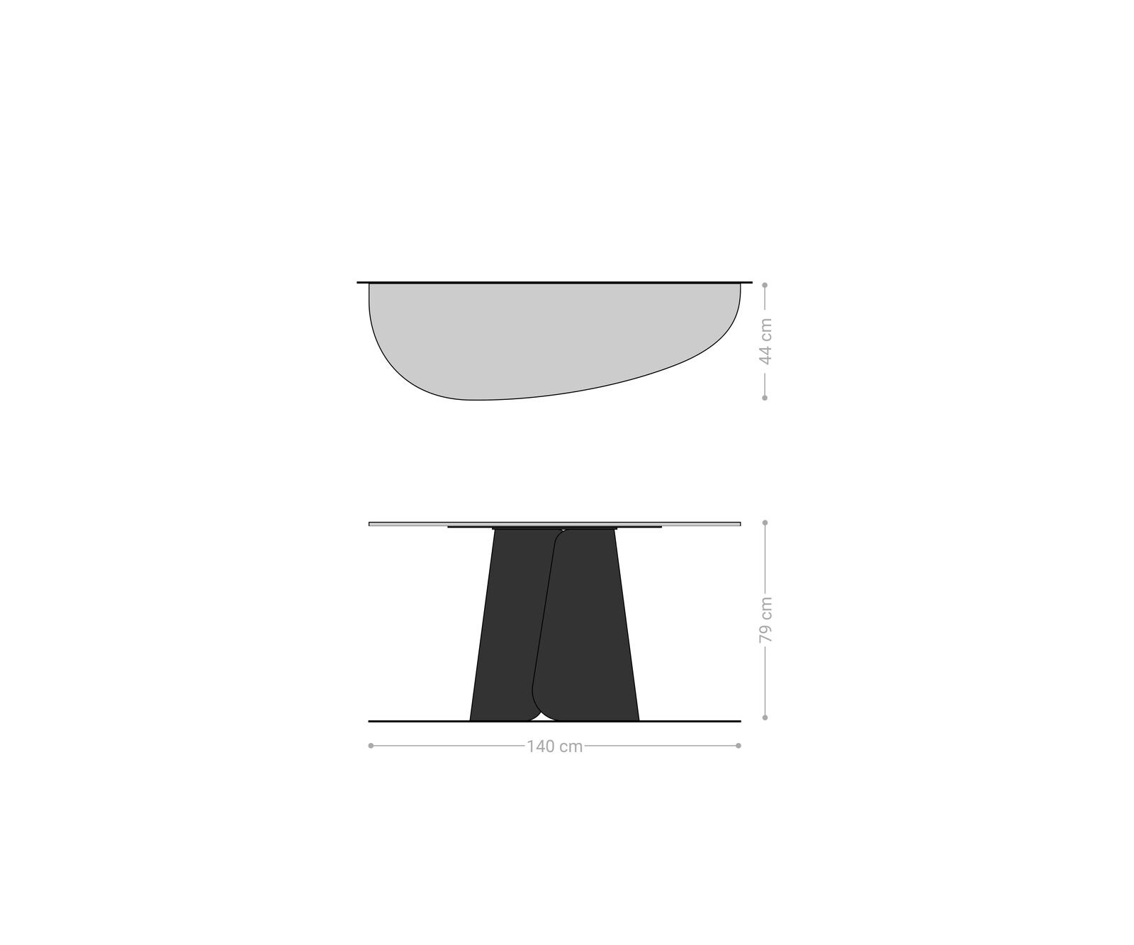 Konsolentisch Edge Oval 140x40 cm Keramik Beton Grau Livos Metall Schwarz 8