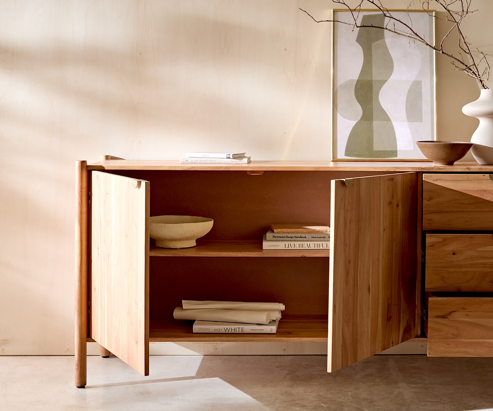Buffet Caius 175 cm Acacia Aura 2 portes 3 tiroirs 4