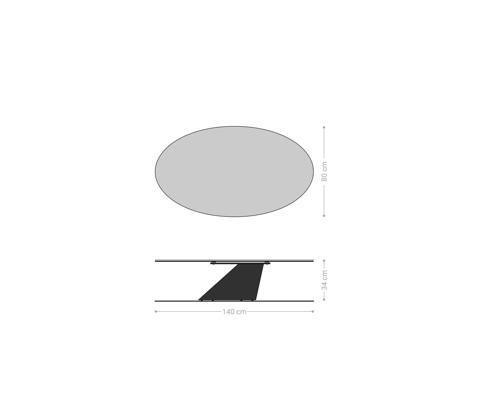 Table basse Edge ovale 140x80 cm céramique Onyx Champagne Conis acier inoxydable brossé 8