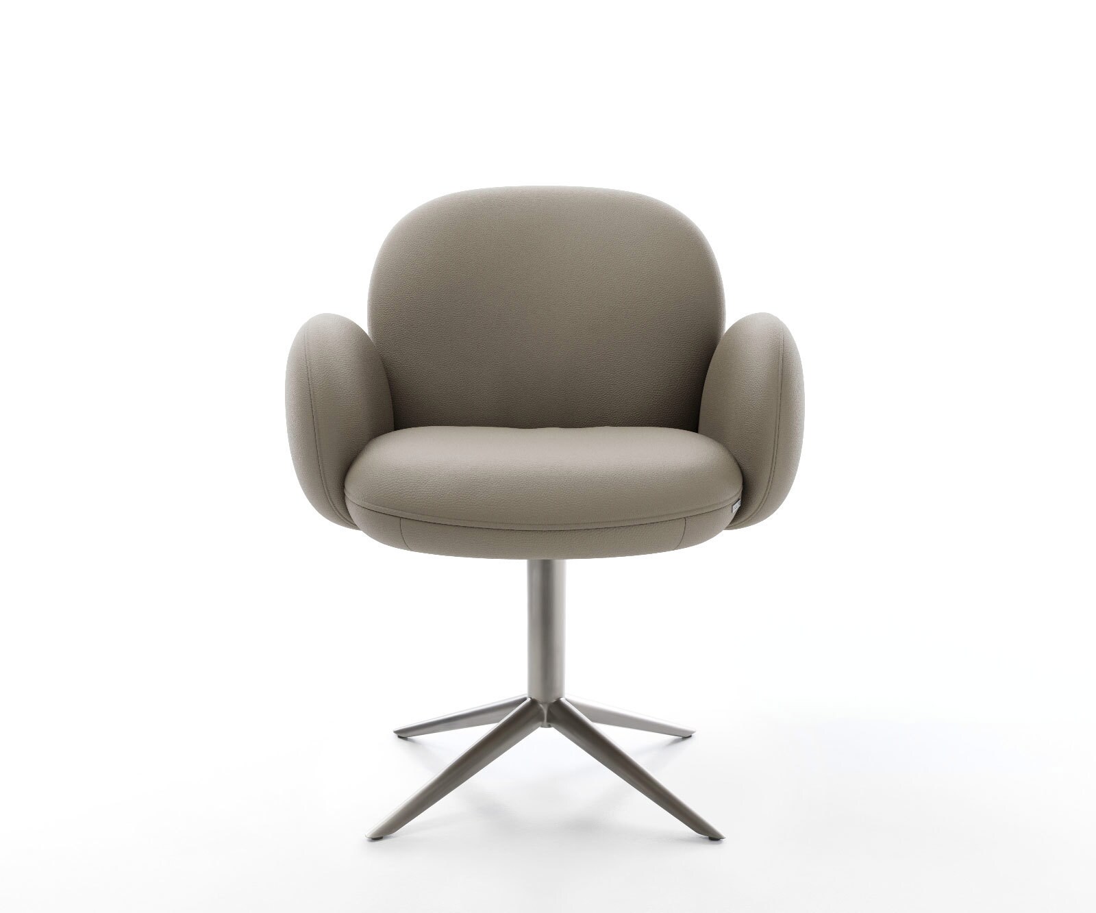 Drehstuhl Nube-Flex mit Armlehnen Echt-Leder Schlamm Fußkreuz Graphit 360° drehbar Wippfunktion Taschenfederkern 1