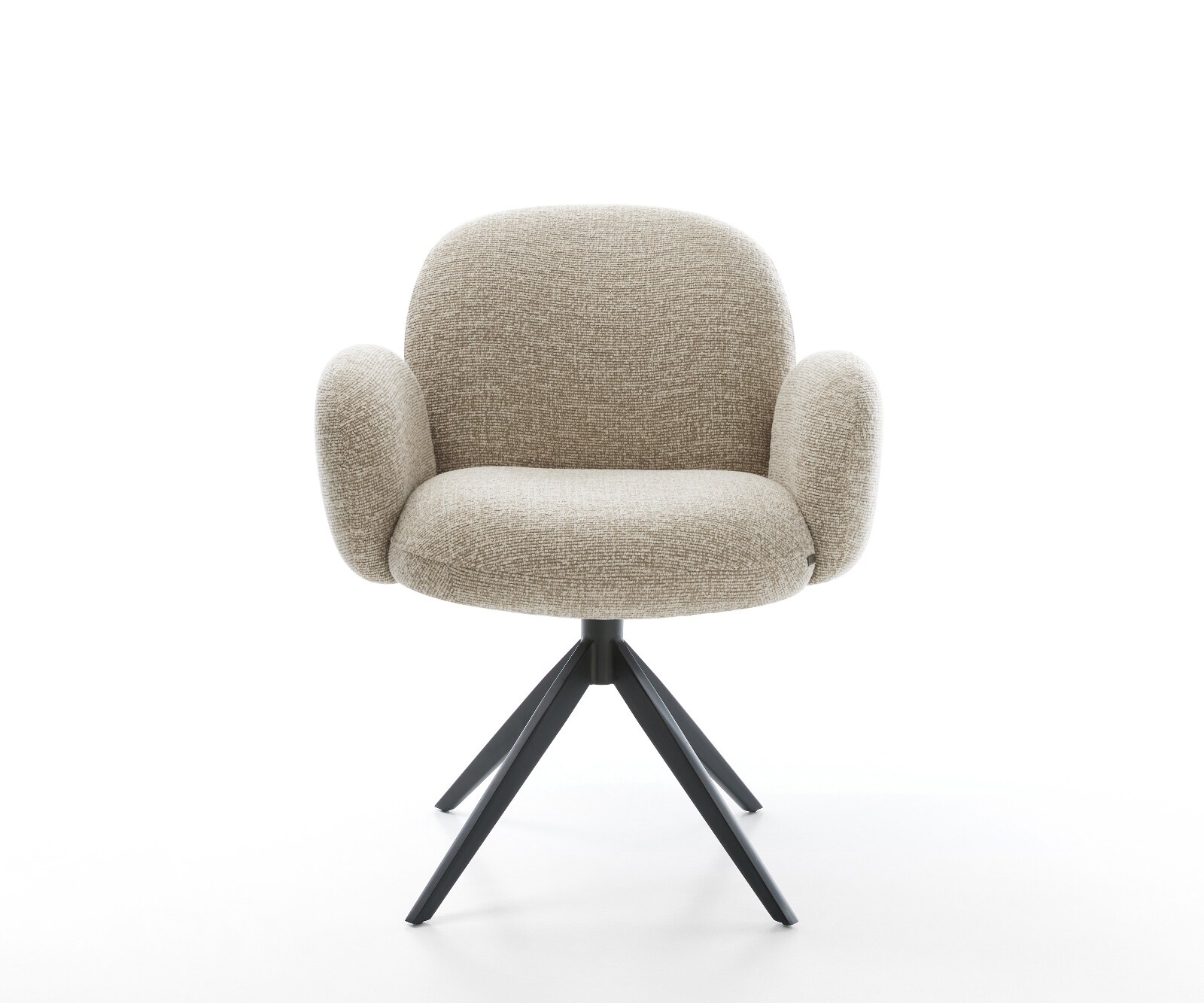 Chaise-pivotante Nube-Flex avec accoudoirs tissu tissé doux beige pied croisé large noir pivotement sur 360° fonction bascule resorts ensachés 2