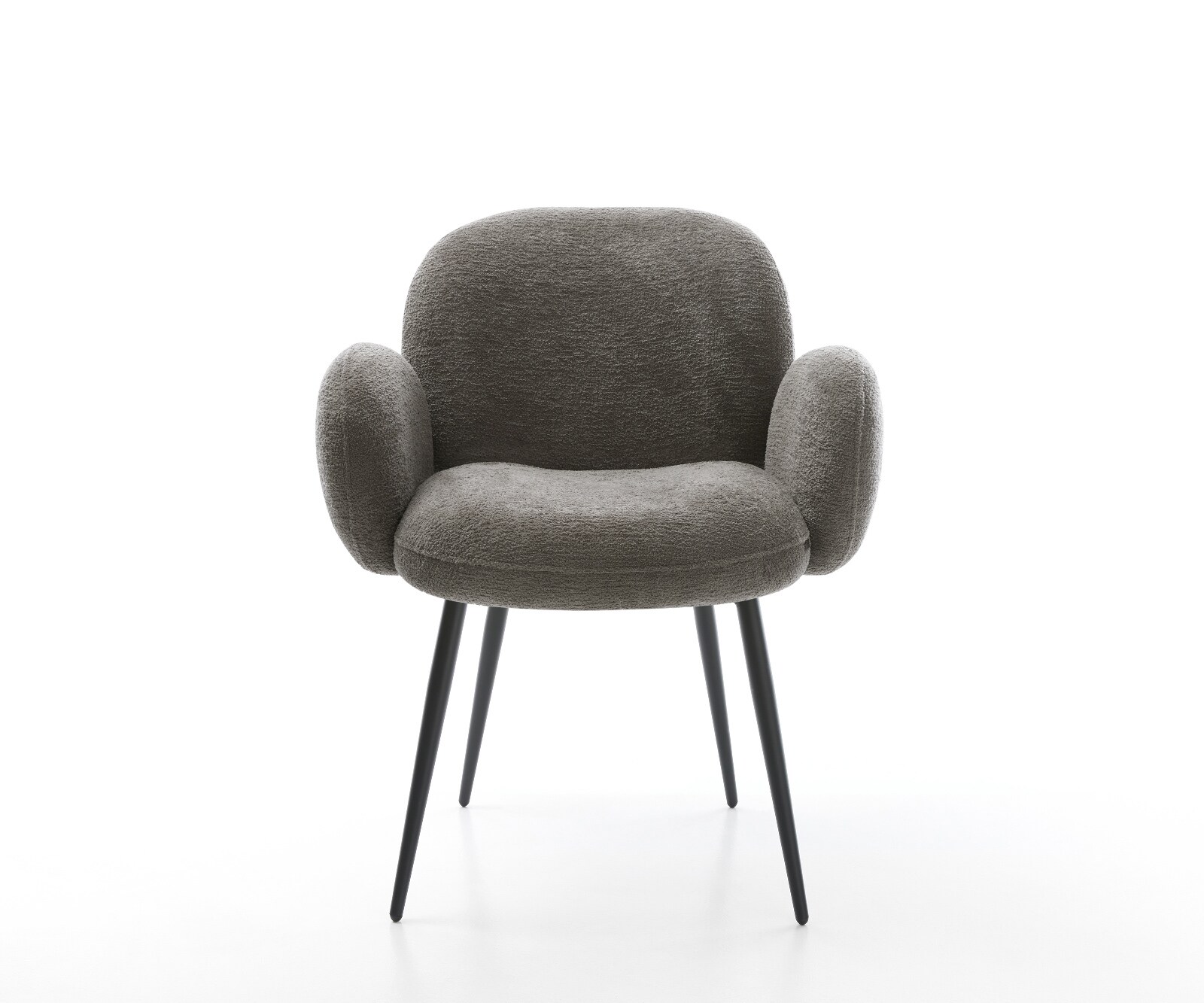 Esszimmerstuhl Nube-Flex mit Armlehnen Bouclé Soft Schlamm 4-Fuß konisch Schwarz Taschenfederkern 2