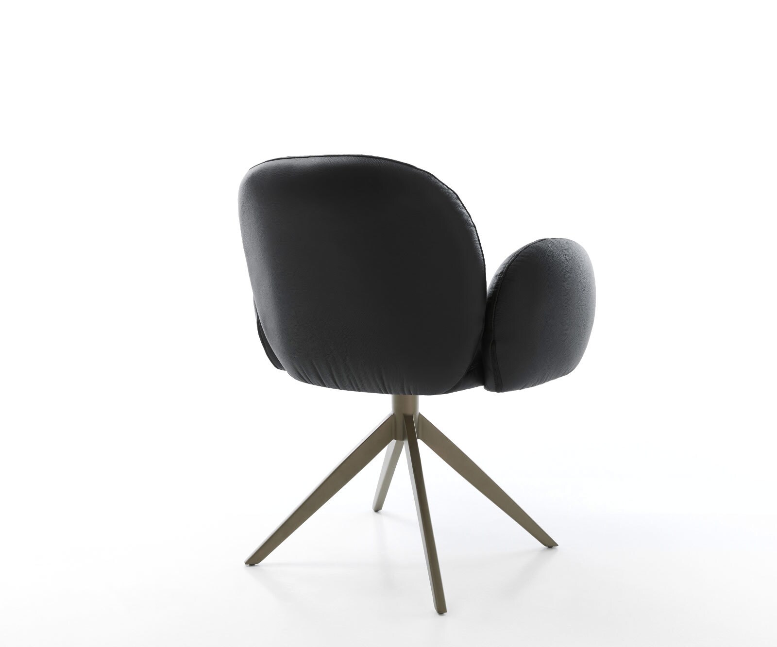 Drehstuhl Nube-Flex mit Armlehnen Echt-Leder Schwarz Kreuzgestell breit Effektfinish Titan 360° drehbar Wippfunktion Taschenfederkern 4