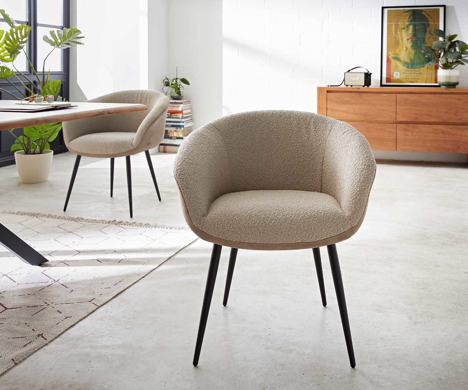 Esszimmerstuhl Vinka-Flex mit Armlehnen Materialmix Schlamm 4-Fuß konisch Schwarz Taschenfederkern 1 Esszimmerstuhl Vinka-Flex mit Armlehnen Materialmix Schlamm 4-Fuß konisch Schwarz Taschenfederkern 1