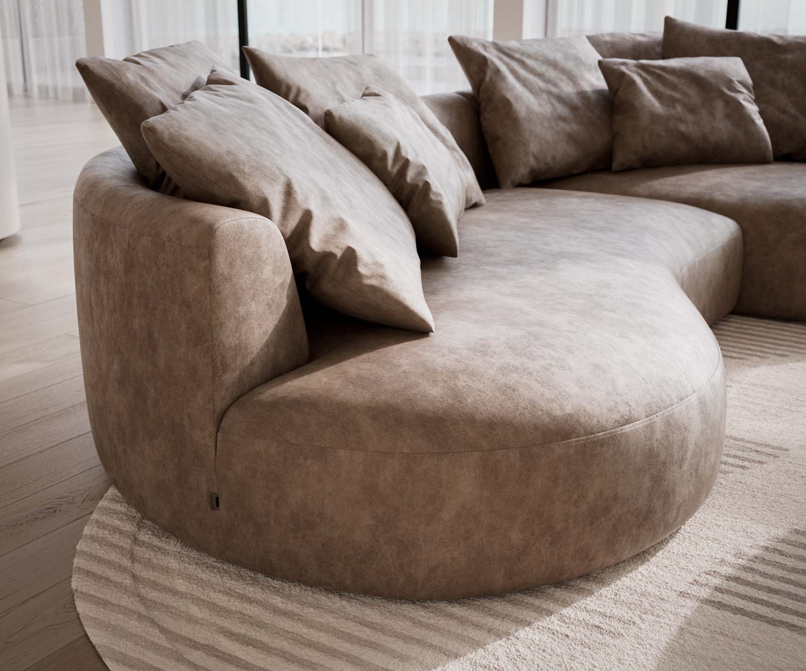 Canapé Edina 330x170 cm microfibre taupe vintage 4