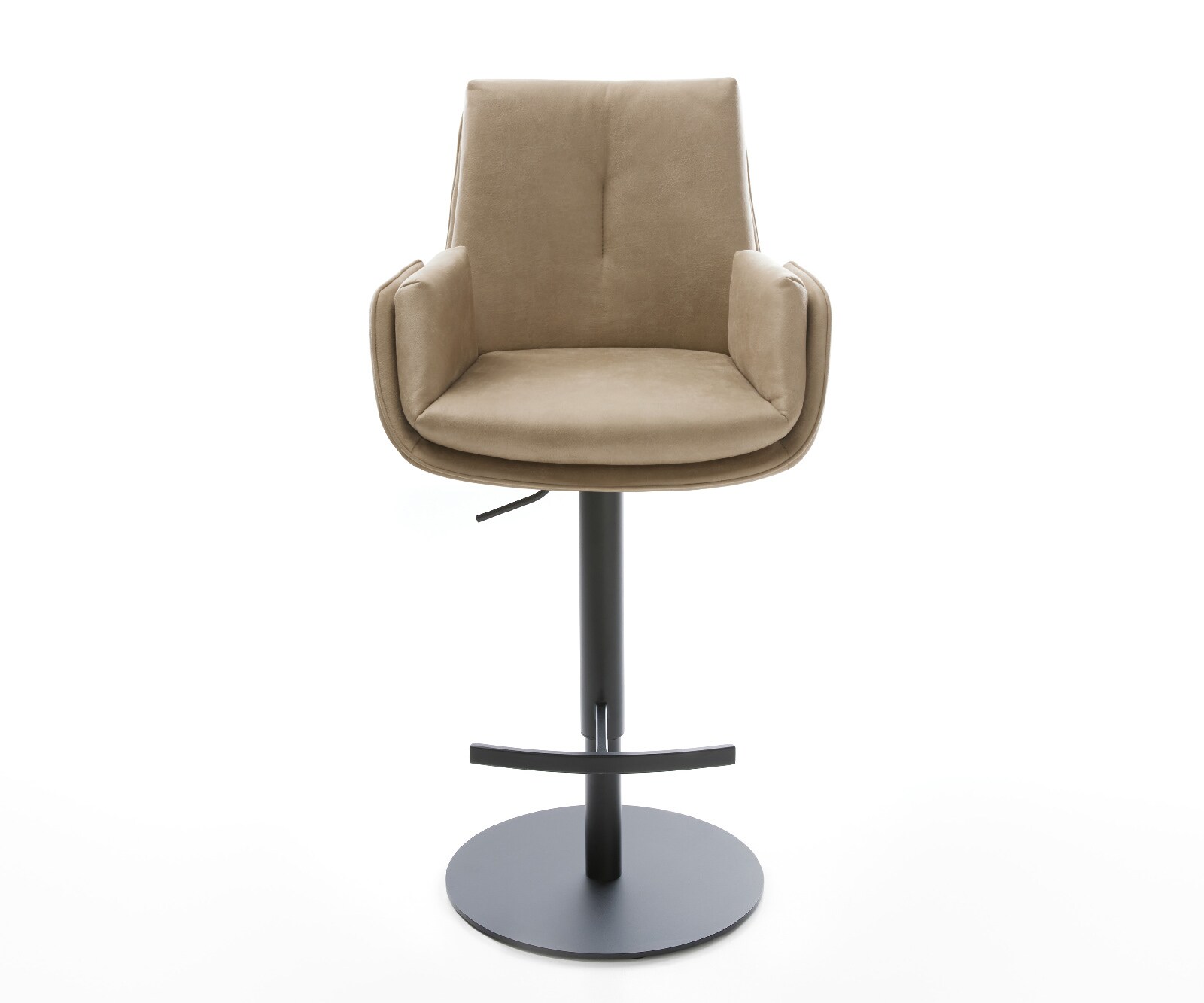 Chaise-de-bar Clea-Flex Microfibre Beige vintage Pied pivotant réglable en hauteur Noir Noir 2