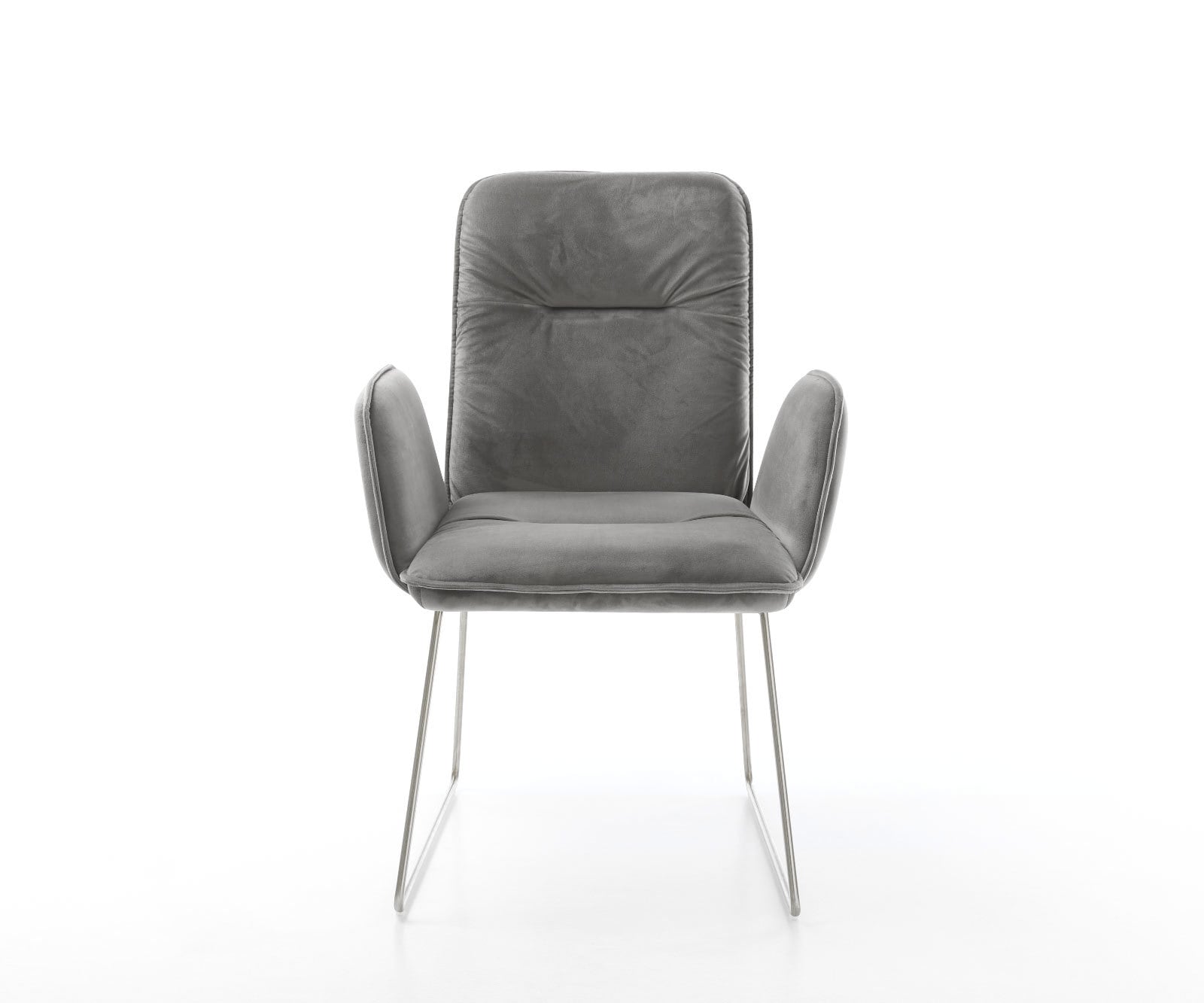 Esszimmerstuhl Vinja-Flex Samt Grau Kufengestell Edelstahl 1 Esszimmerstuhl Vinja-Flex Samt Grau Kufengestell Edelstahl 1