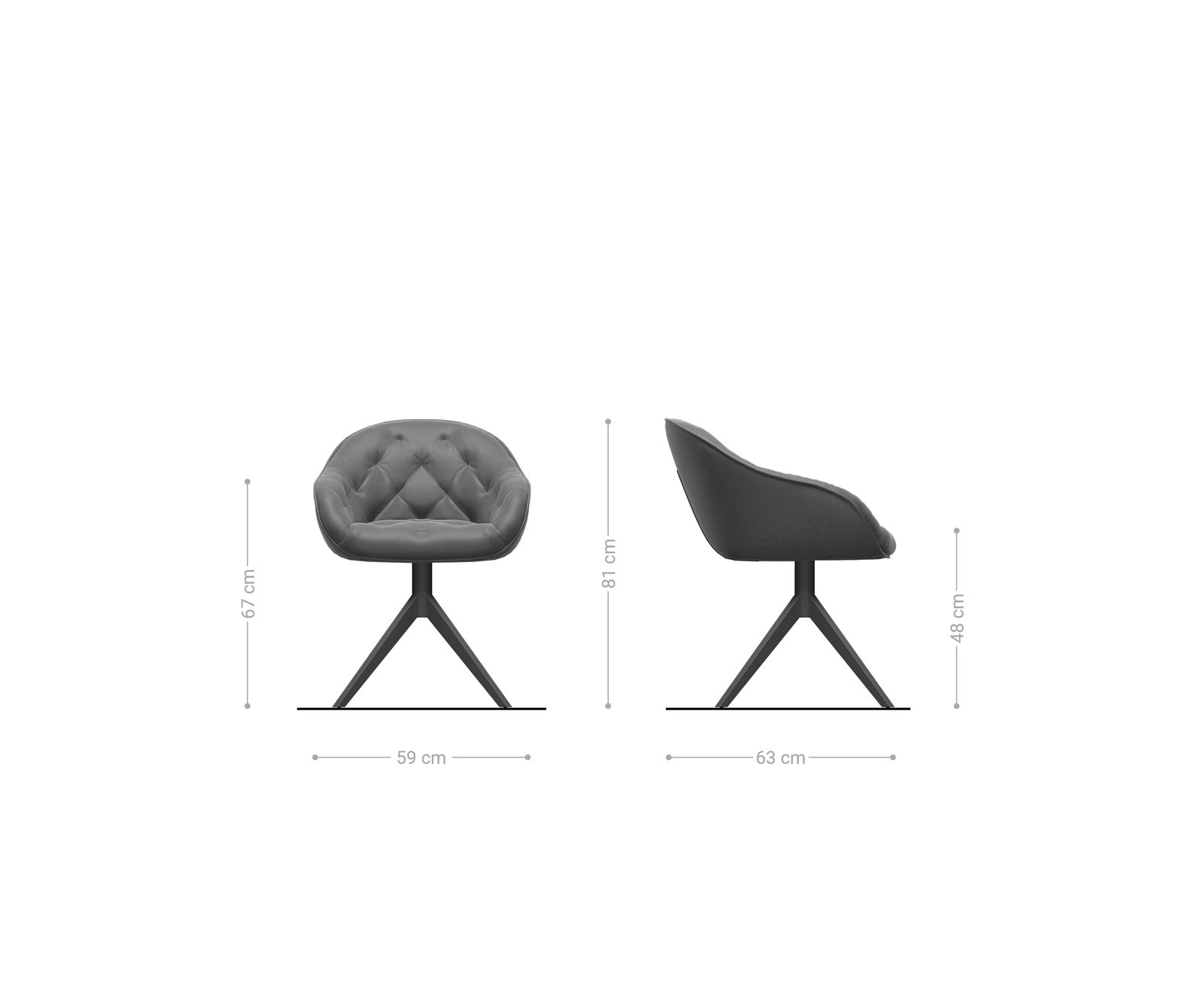 Drehstuhl Gaio-Flex Strukturstoff Soft Grau Kreuzgestell breit Schwarz 360° drehbar Wippfunktion 6