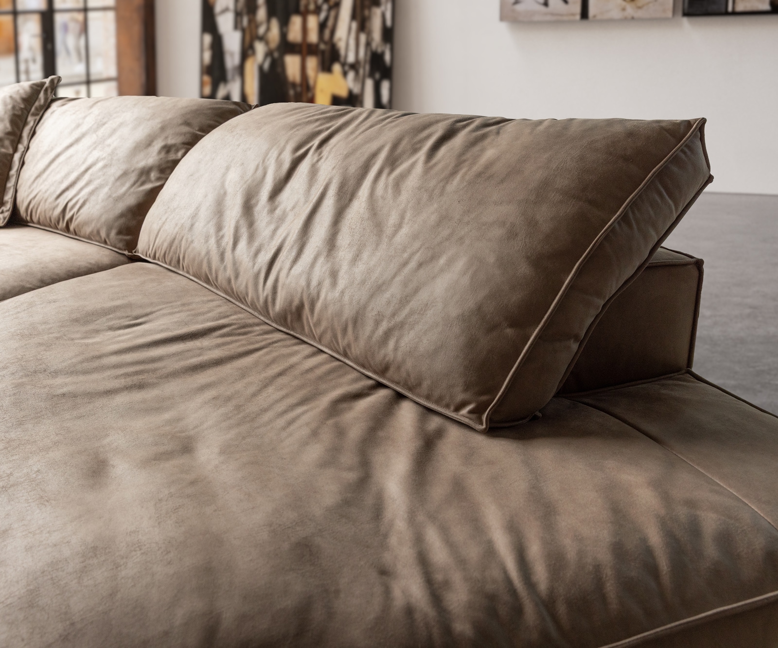 Big-Sofa Snoosh 400x150 cm Mikrofaser Schlamm Vintage Recamiere rechts 5