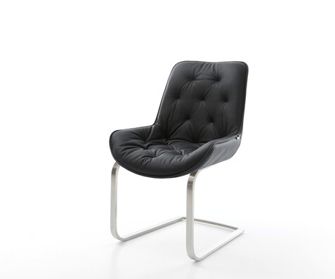 Freischwinger Taimi-Flex Echt-Leder Schwarz Freischwinger flach Edelstahl