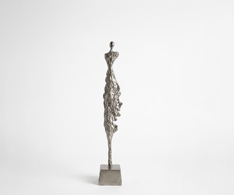 Figur Serina B14 x T14 x H85 cm Aluminium Platin Handgemacht