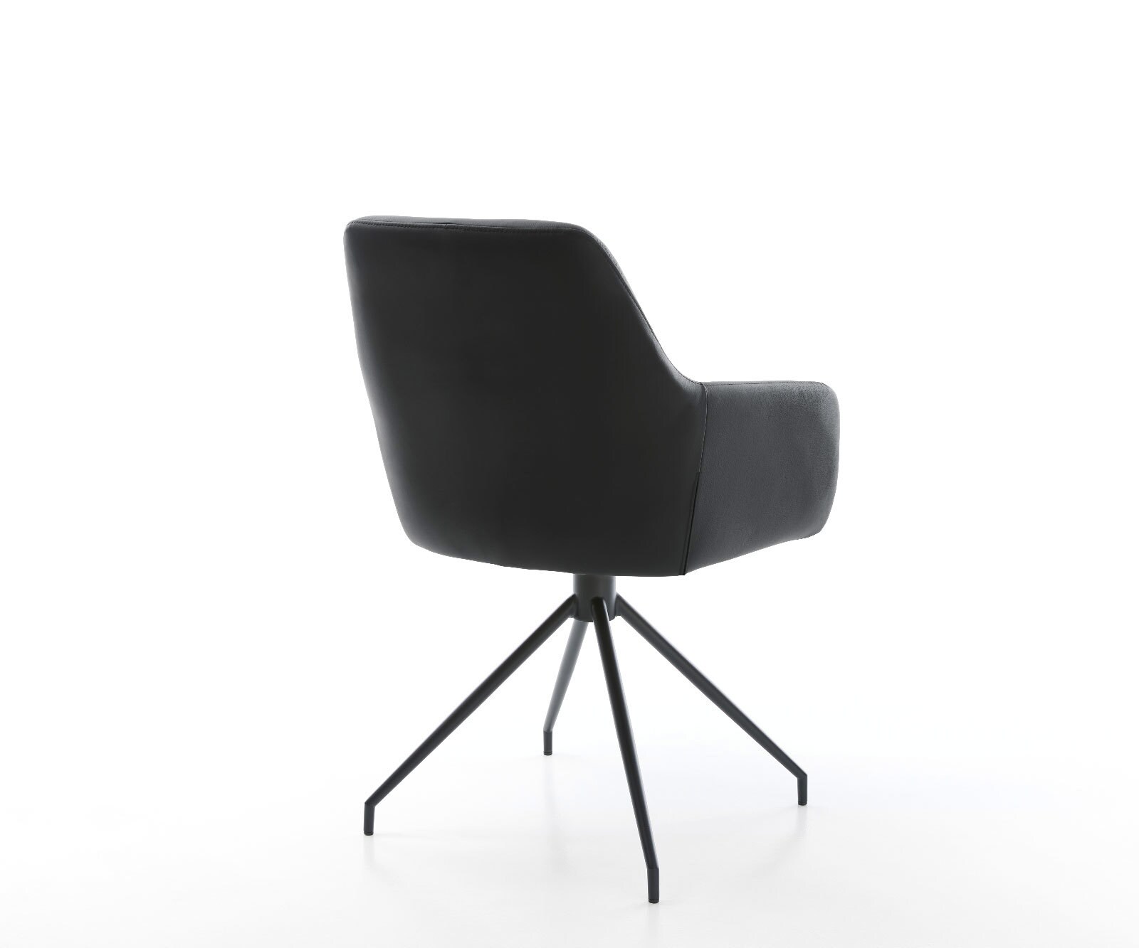 Chaise-de-salle-à-manger Pejo-Flex cuir de vache noir pied croisé conique noir ressorts ensachés 5