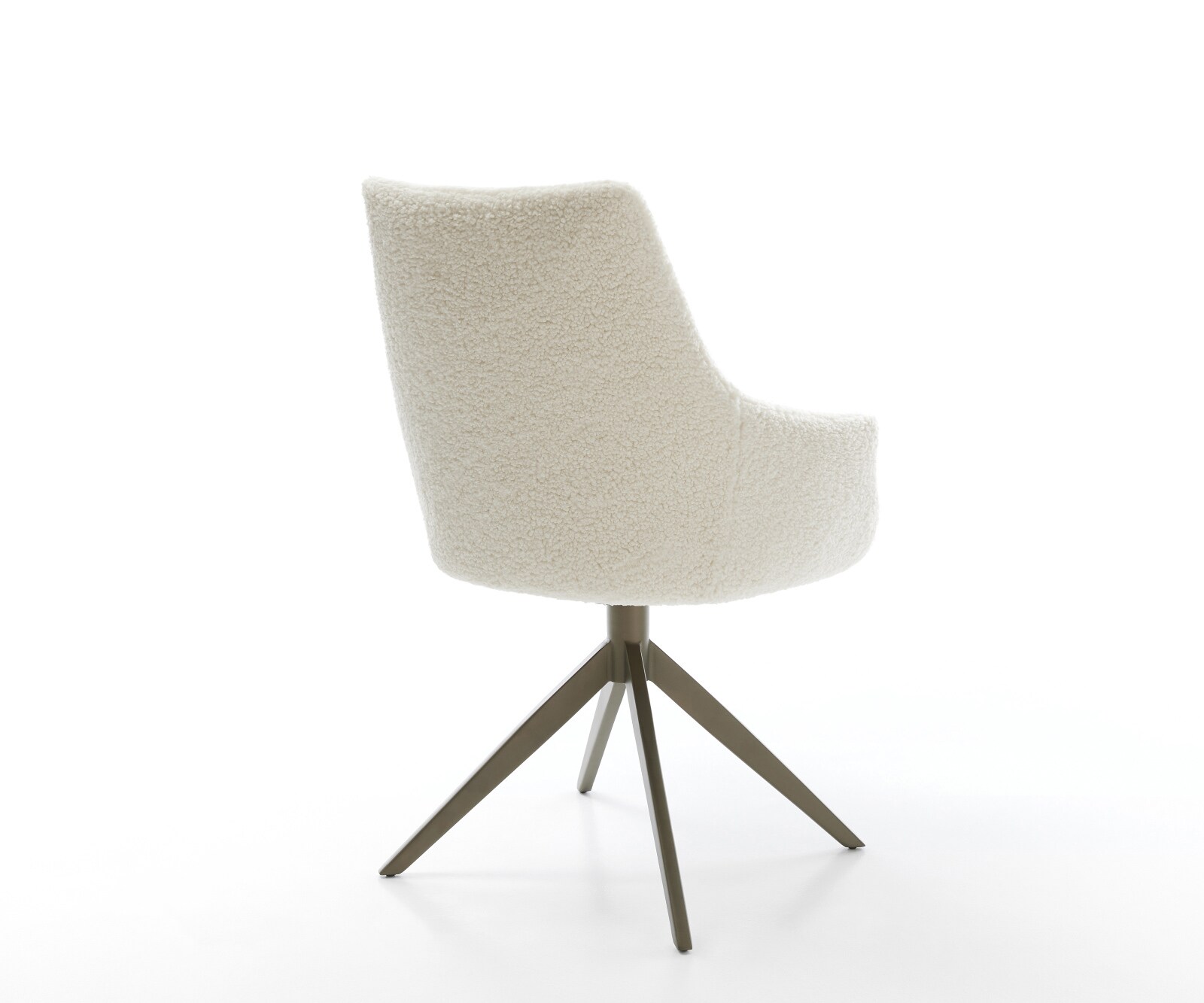 Drehstuhl Alja-Flex mit Armlehnen Teddystoff Beige Kreuzgestell breit Effektfinish Titan 360° drehbar Wippfunktion Taschenfederkern 4