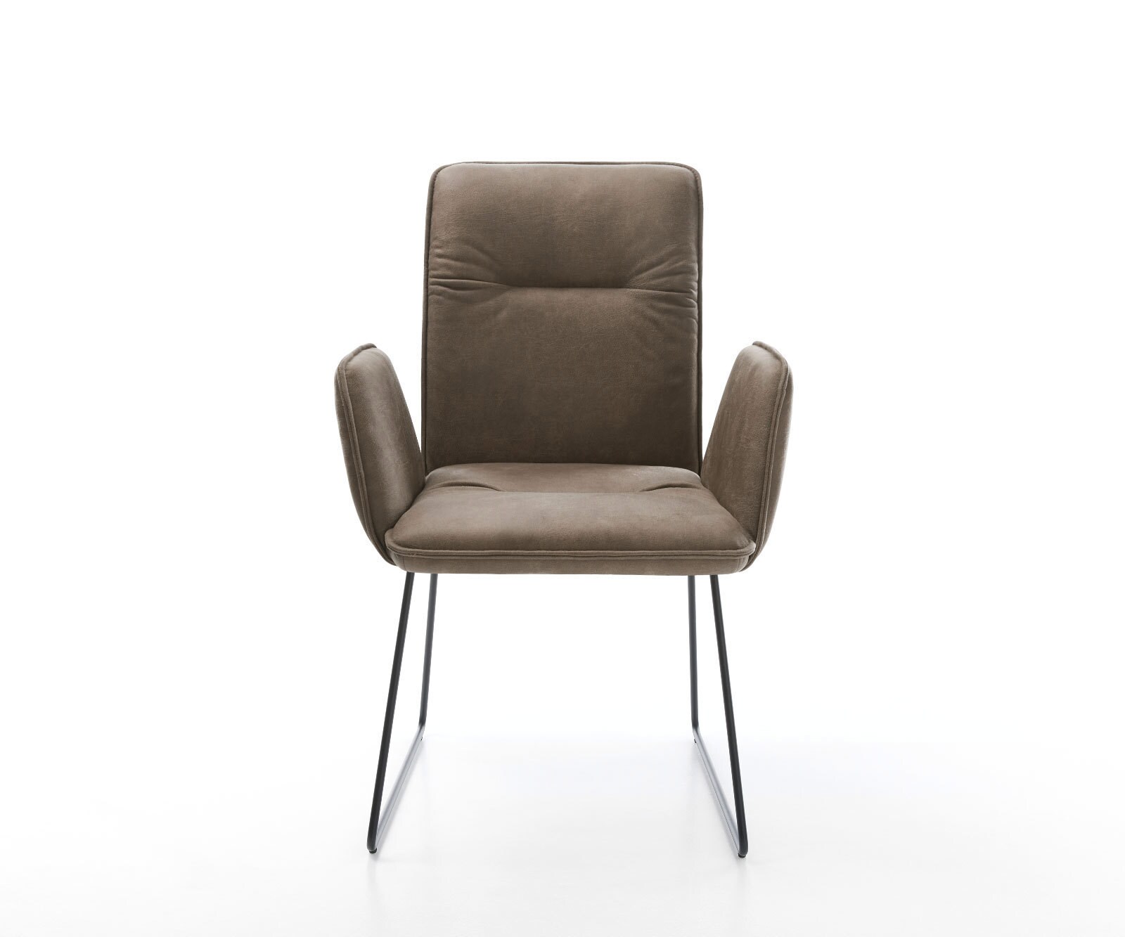 Chaise-de-salle-à-manger Vinja-Flex microvelours taupe vintage pied trapèze noir 1