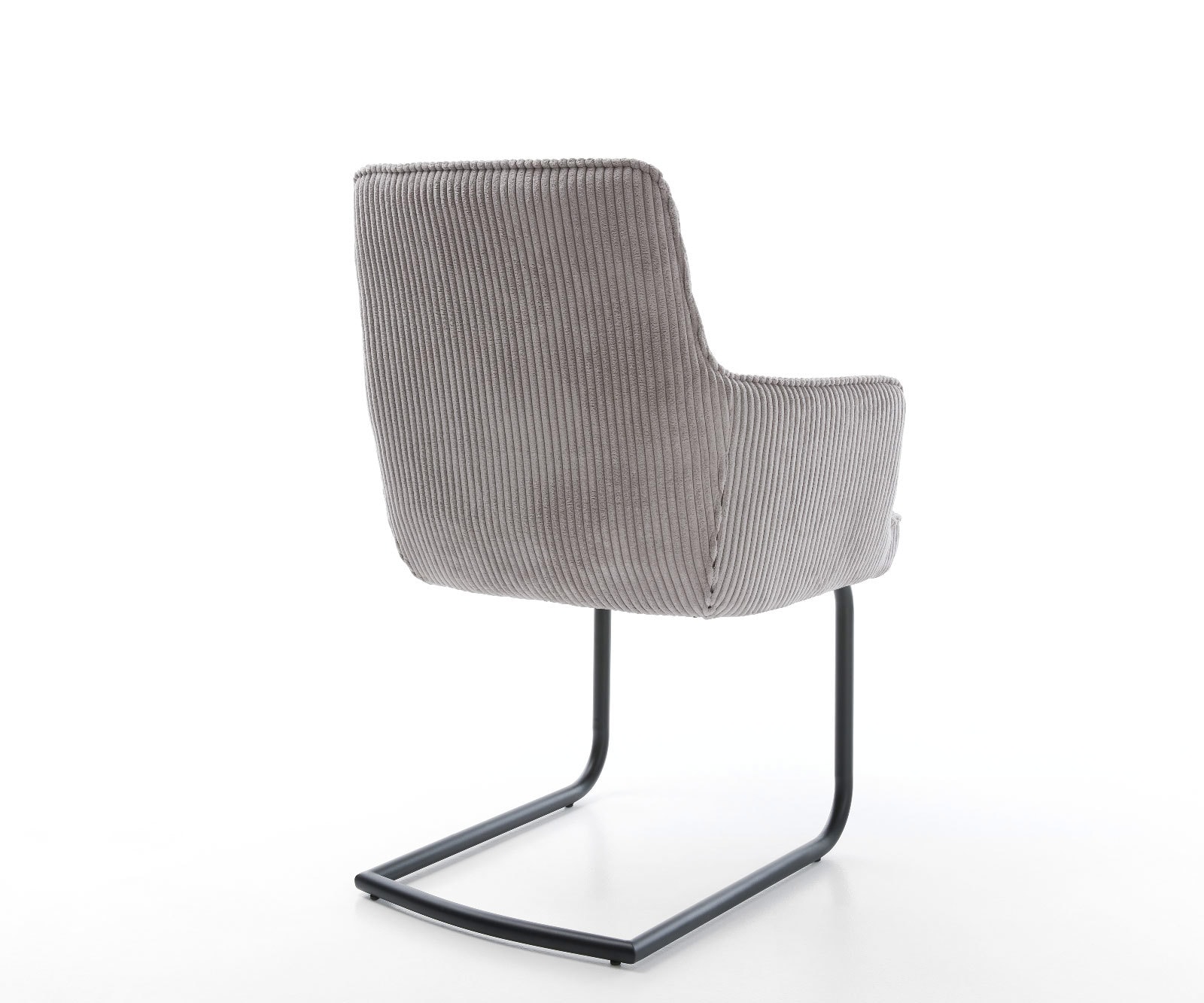 Cantilever Heira-Flex avec accoudoirs côtelé gris argenté pied cantilever rond noir ressorts ensachés 5