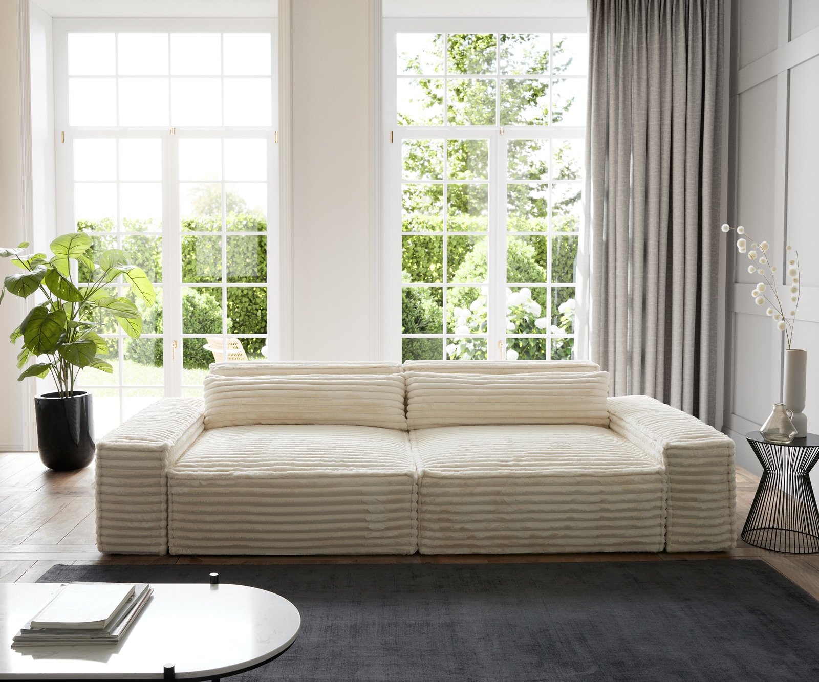 Big-Sofa Sirpio XL 270x130 cm Plüschcord Beige 1 Big-Sofa Sirpio XL 270x130 cm Plüschcord Beige 1