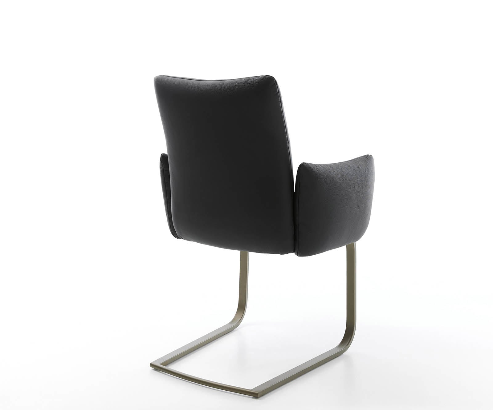 Freischwinger Jova-Flex mit Armlehnen Echt-Leder Schwarz Freischwinger flach Effektfinish Titan Taschenfederkern 4 Freischwinger Jova-Flex mit Armlehnen Echt-Leder Schwarz Freischwinger flach Effektfinish Titan Taschenfederkern 4