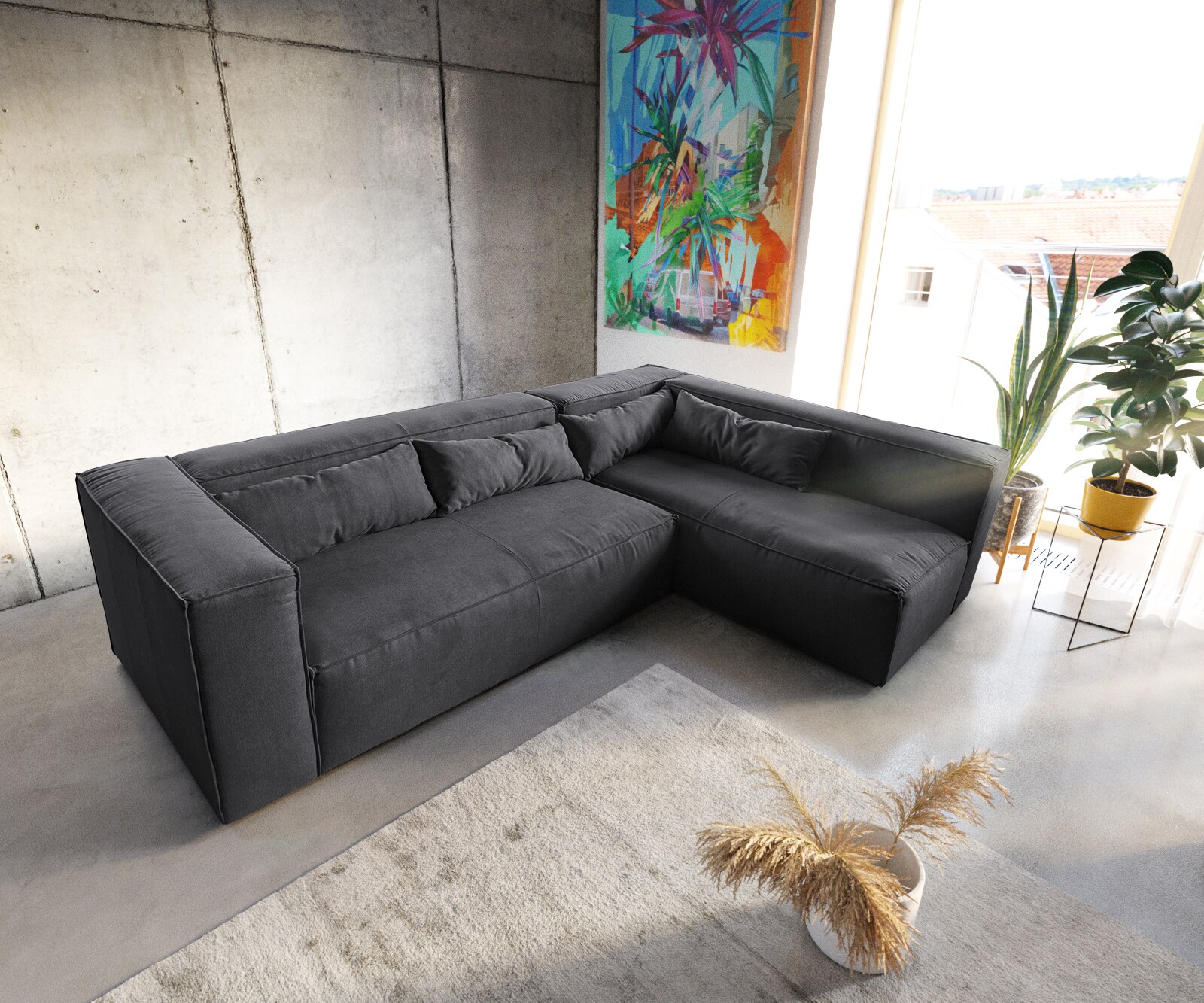 Ecksofa Brom 267x173 cm Graphite Ottomane variabel  3 Ecksofa Brom 267x173 cm Graphite Ottomane variabel  3