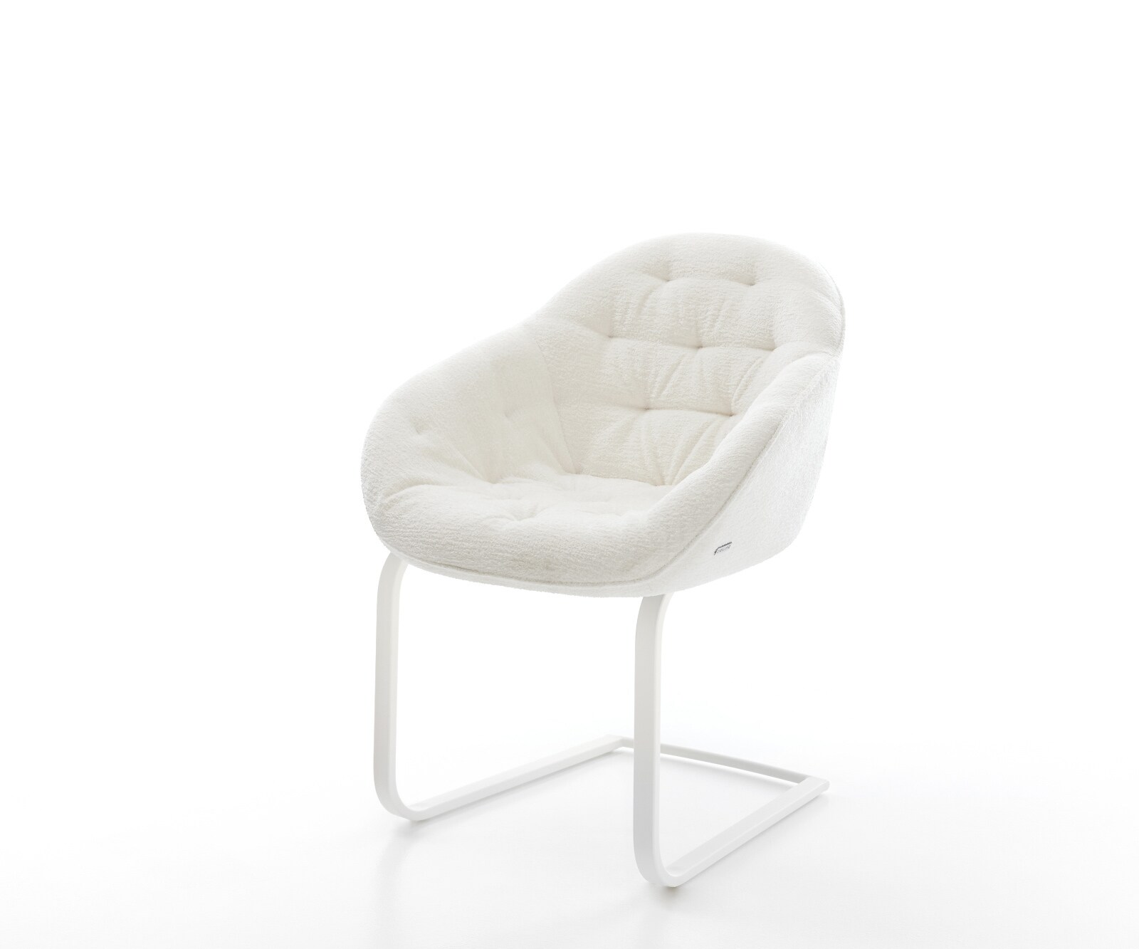 Cantilever Gaio-Flex bouclé doux beige pied cantilever plat blanc 1