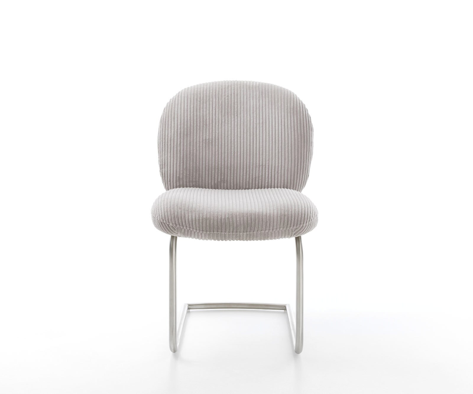 Cantilever Nube-Flex côtelé gris argenté pied cantilever rond acier inoxydable brossé ressorts ensachés 1