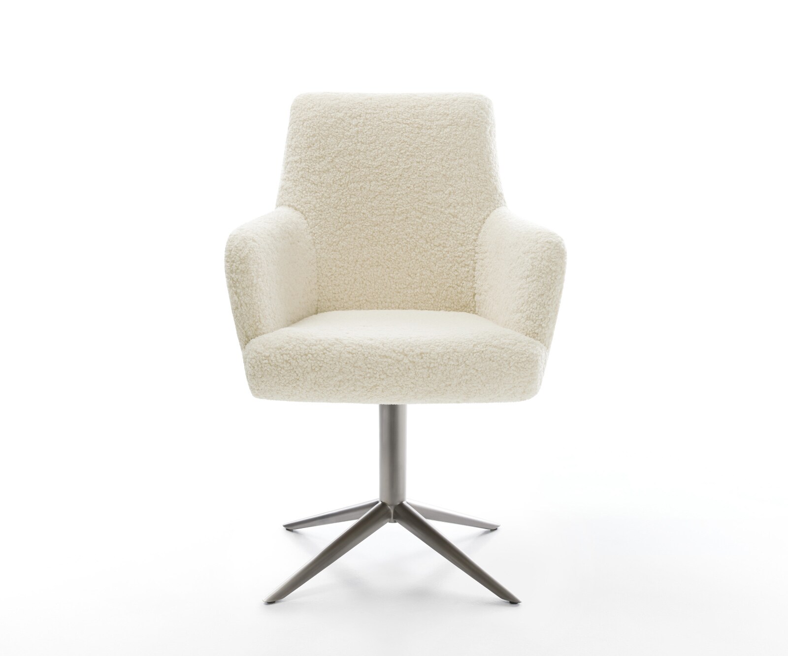 Chaise-pivotante Heira-Flex avec accoudoirs tissu teddy beige pied de chaise 4 branches grafiete pivotement sur 360° fonction bascule resorts ensachés 2