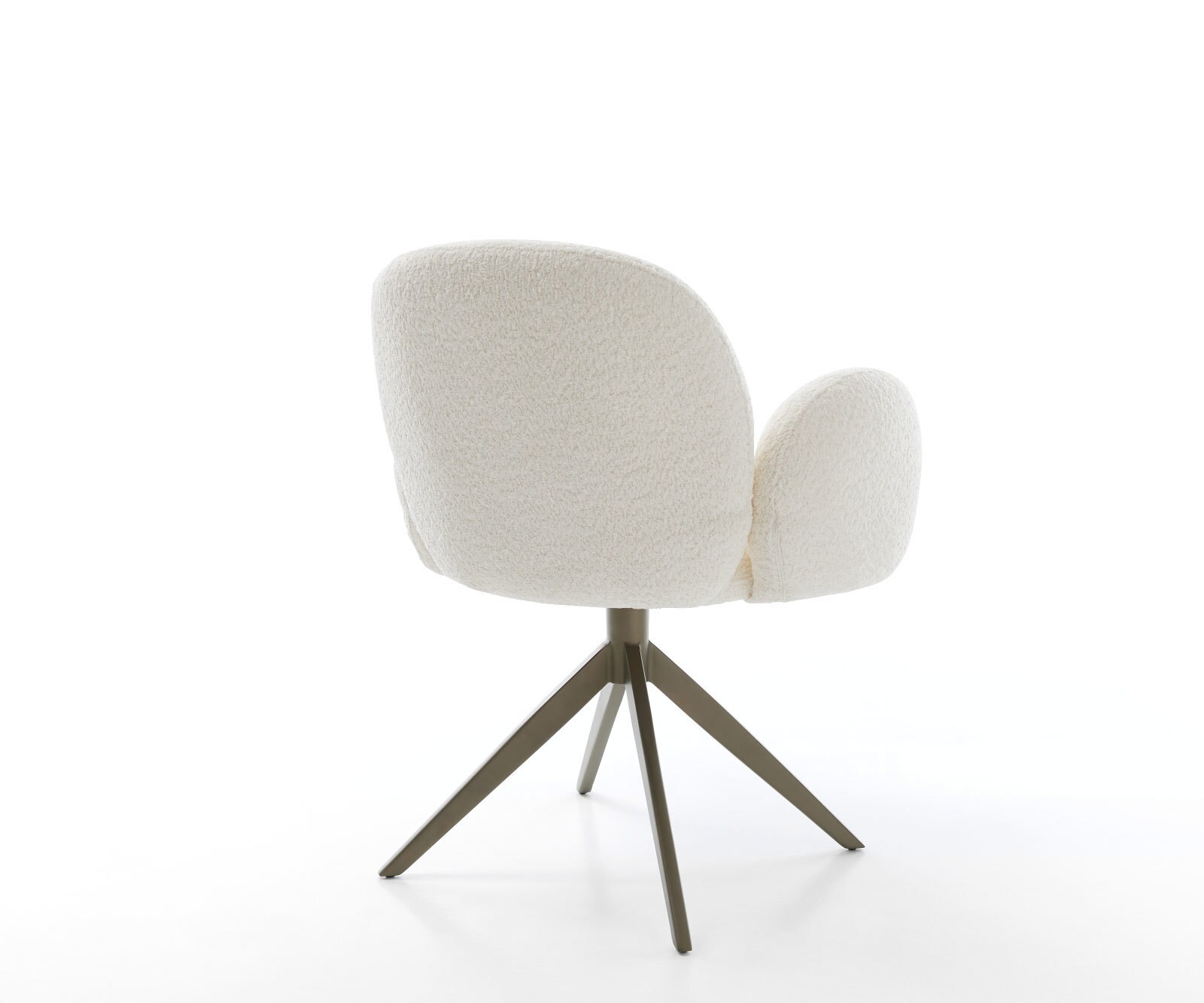 Chaise-pivotante Nube-Flex avec accoudoirs bouclé blanc pied croisé large aspect titane pivotement sur 360° ressorts ensachés 5