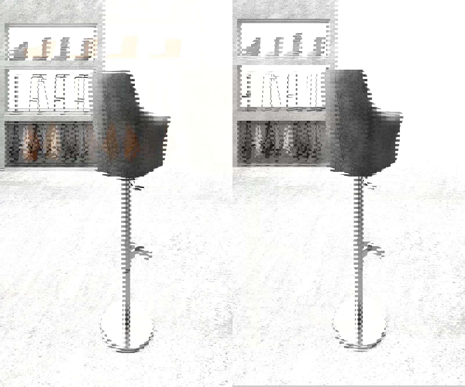 Barstuhl Yulo-Flex Vintage Grau Drehfuß höhenverstellbar Edelstahl 3 Barstuhl Yulo-Flex Vintage Grau Drehfuß höhenverstellbar Edelstahl 3