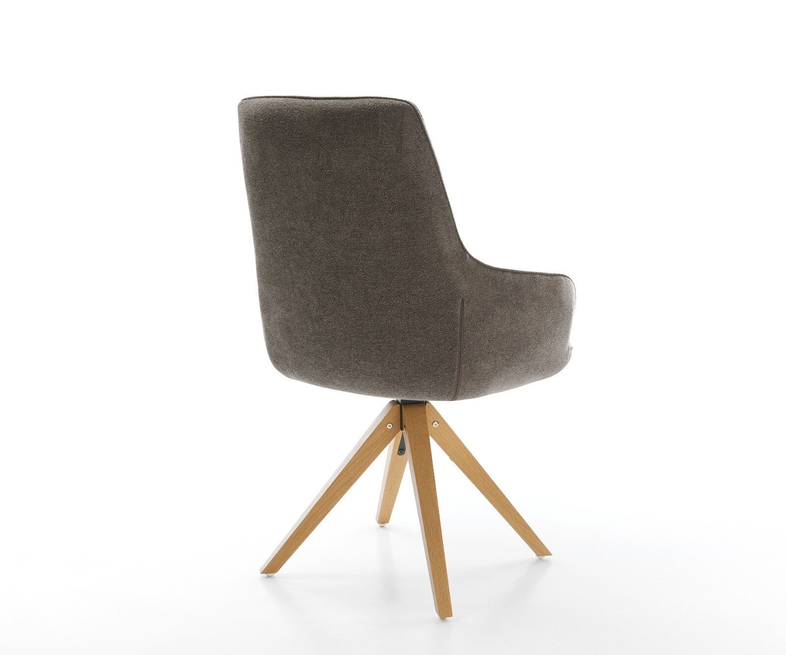 Drehstuhl Zelia-Flex mit Armlehnen Strukturstoff Soft Taupe Holzgestell kantig Natur 360° drehbar Taschenfederkern 5