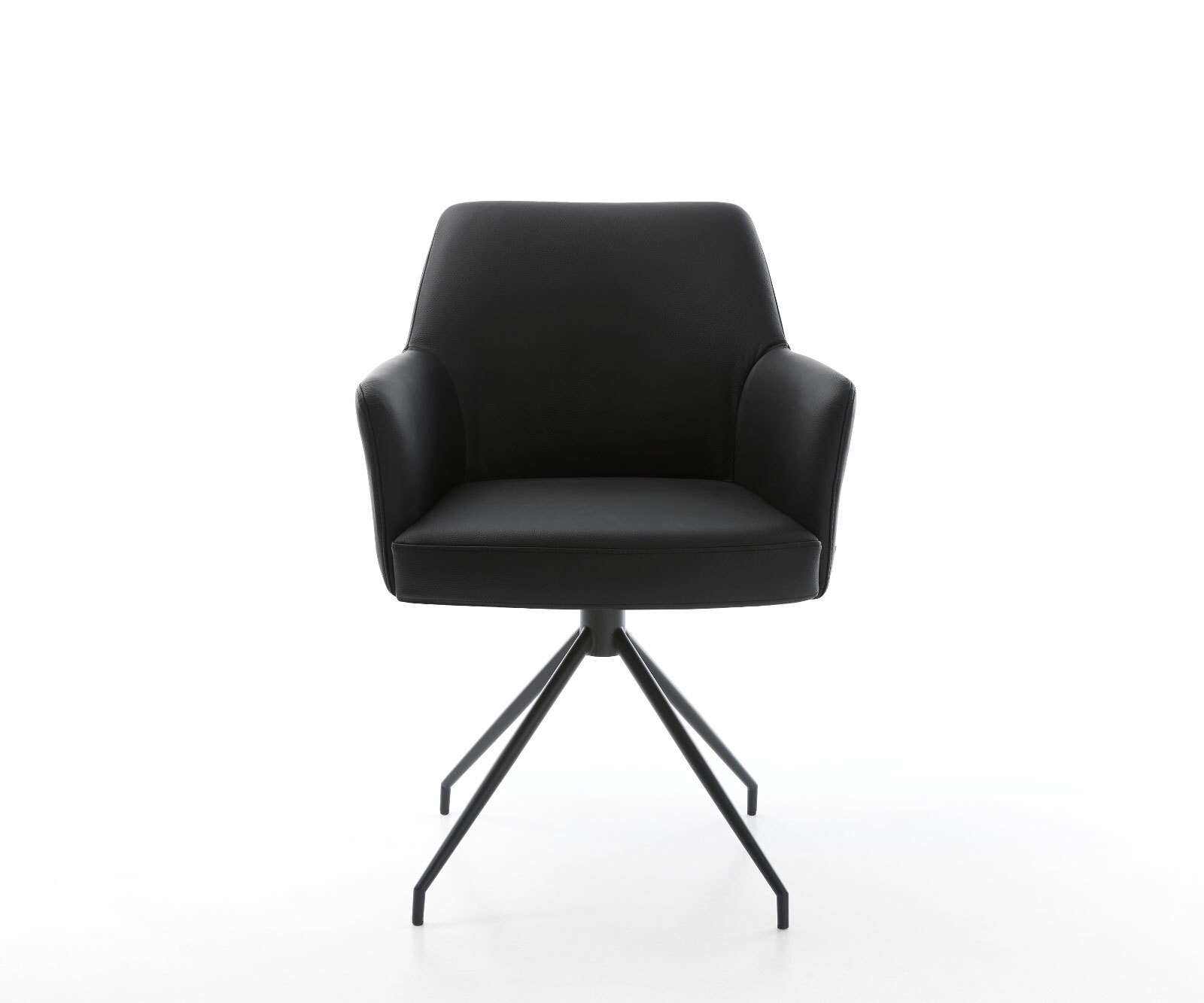 Drehstuhl Xana-Flex mit Armlehnen Echt-Leder Schwarz Kreuzgestell konisch Schwarz 180° drehbar Taschenfederkern 2