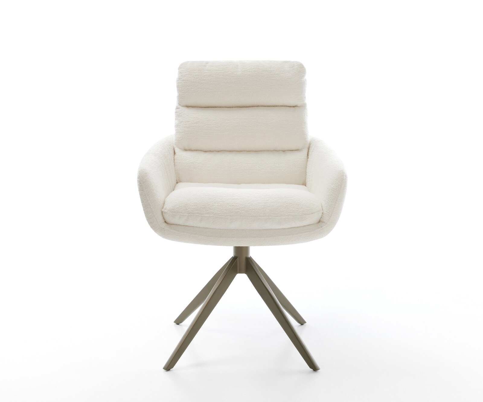 Drehstuhl Abelia-Flex mit Armlehnen Bouclé Soft Beige Kreuzgestell breit Effektfinish Titan 360° drehbar Wippfunktion 2