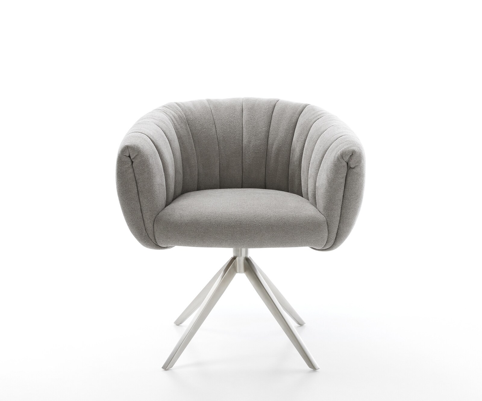 Drehstuhl Jada-Flex Strukturstoff Soft Grau Kreuzgestell breit Edelstahl 360° drehbar Wippfunktion Taschenfederkern 2