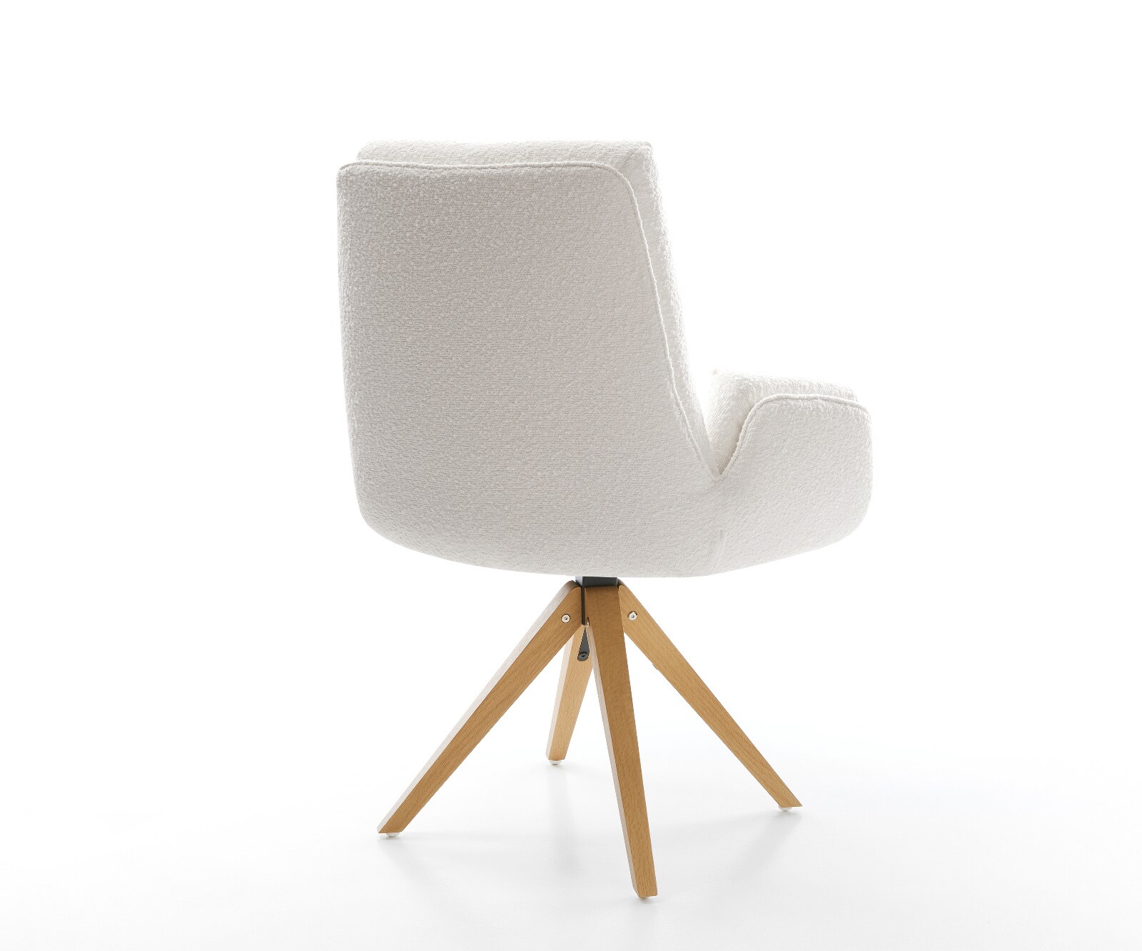 Drehstuhl Clea-Flex Bouclé Creme-Weiß Holzgestell kantig Natur 180° drehbar 4