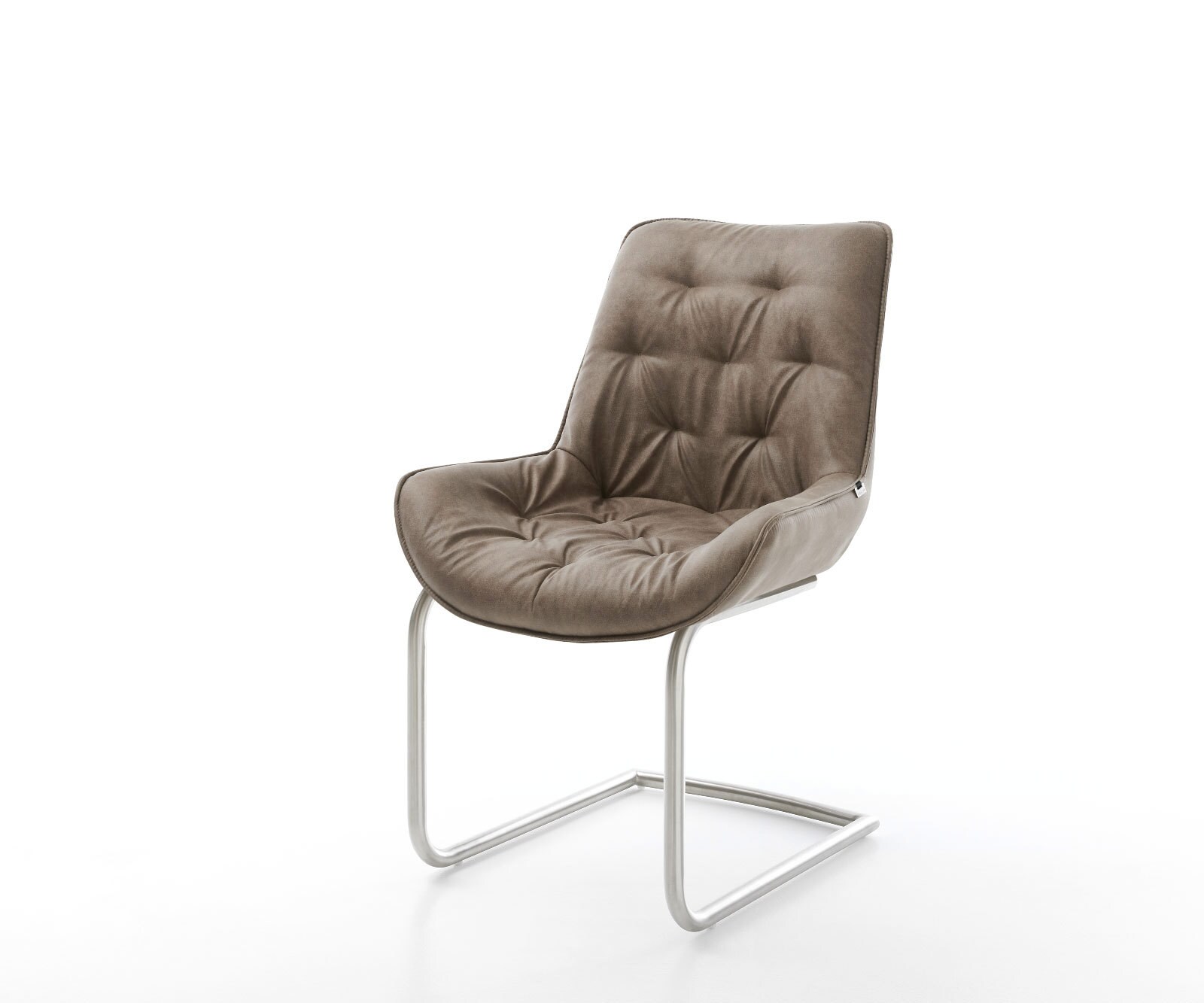 Freischwinger Taimi-Flex Mikrofaser Taupe Vintage Freischwinger rund Edelstahl