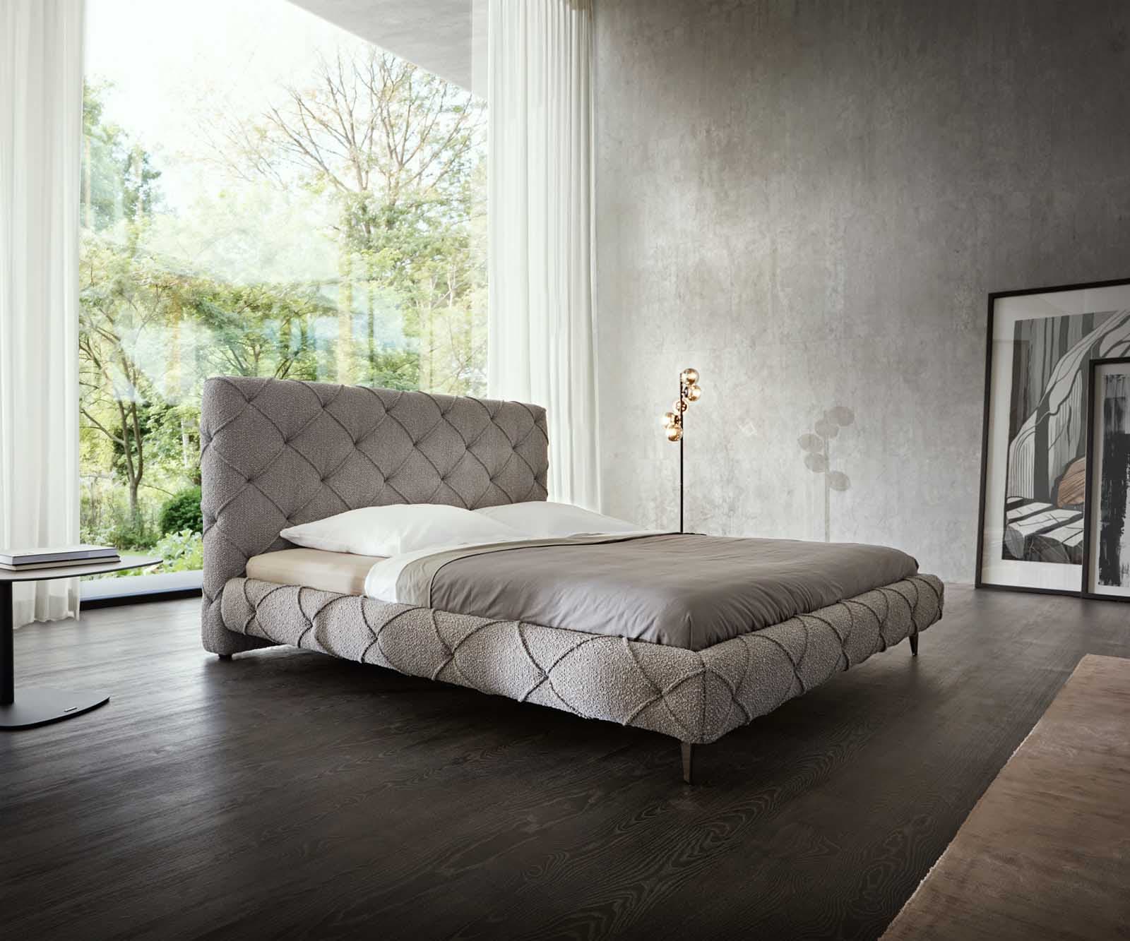 Polsterbettgestell Nayara 180x200 cm Bouclé Silbergrau Polsterbettgestell Nayara 180x200 cm Bouclé Silbergrau