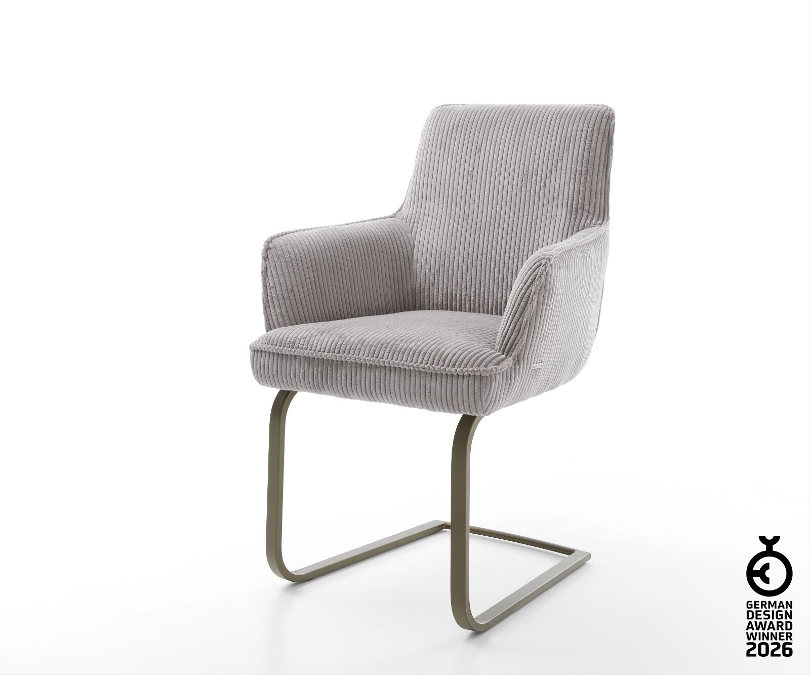 Freischwinger Heira-Flex mit Armlehnen Cord Silbergrau Freischwinger flach Effektfinish Titan Taschenfederkern 1