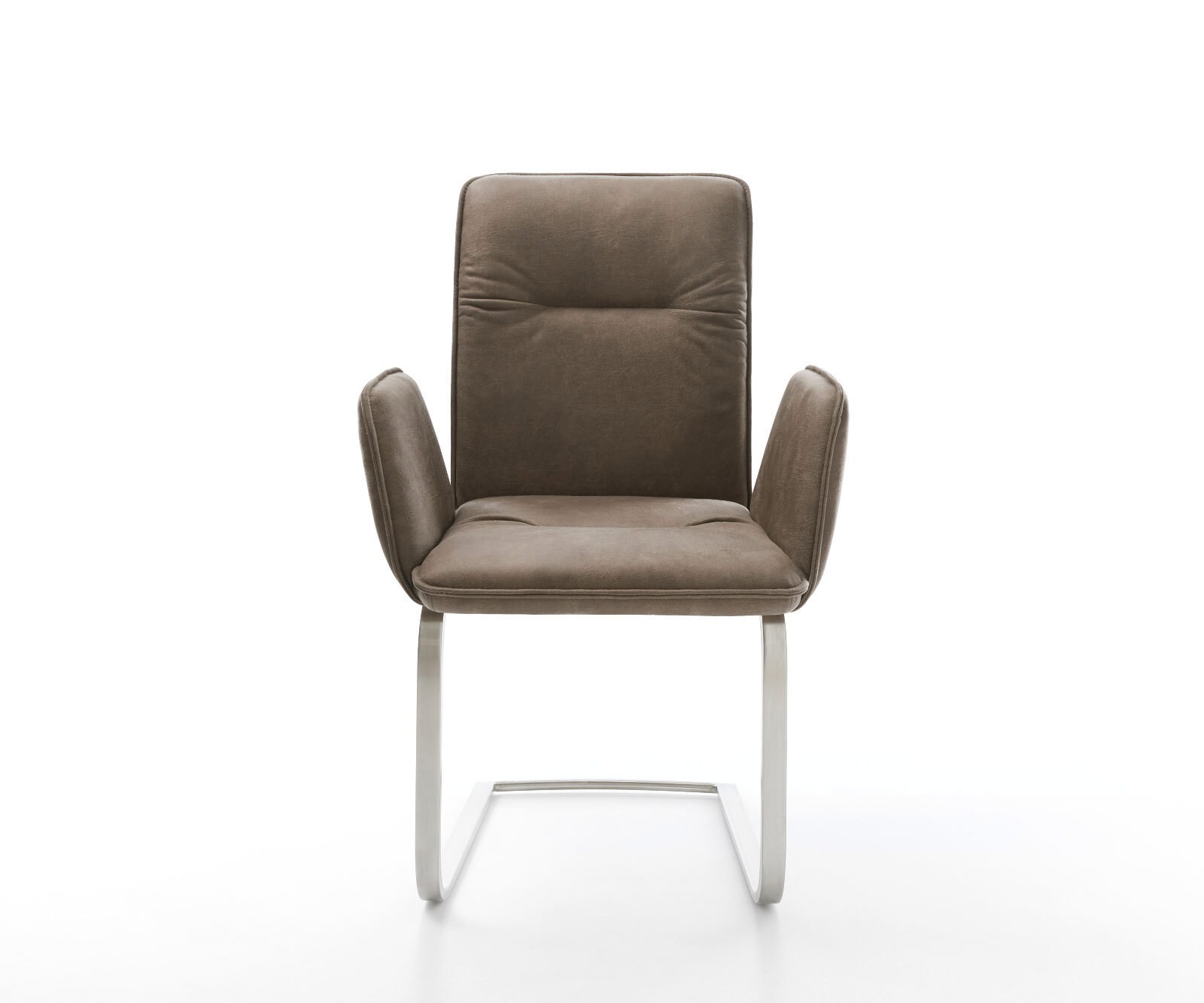 Cantilever Vinja-Flex microvelours taupe vintage pied cantilever plat acier inoxydable brossé 1