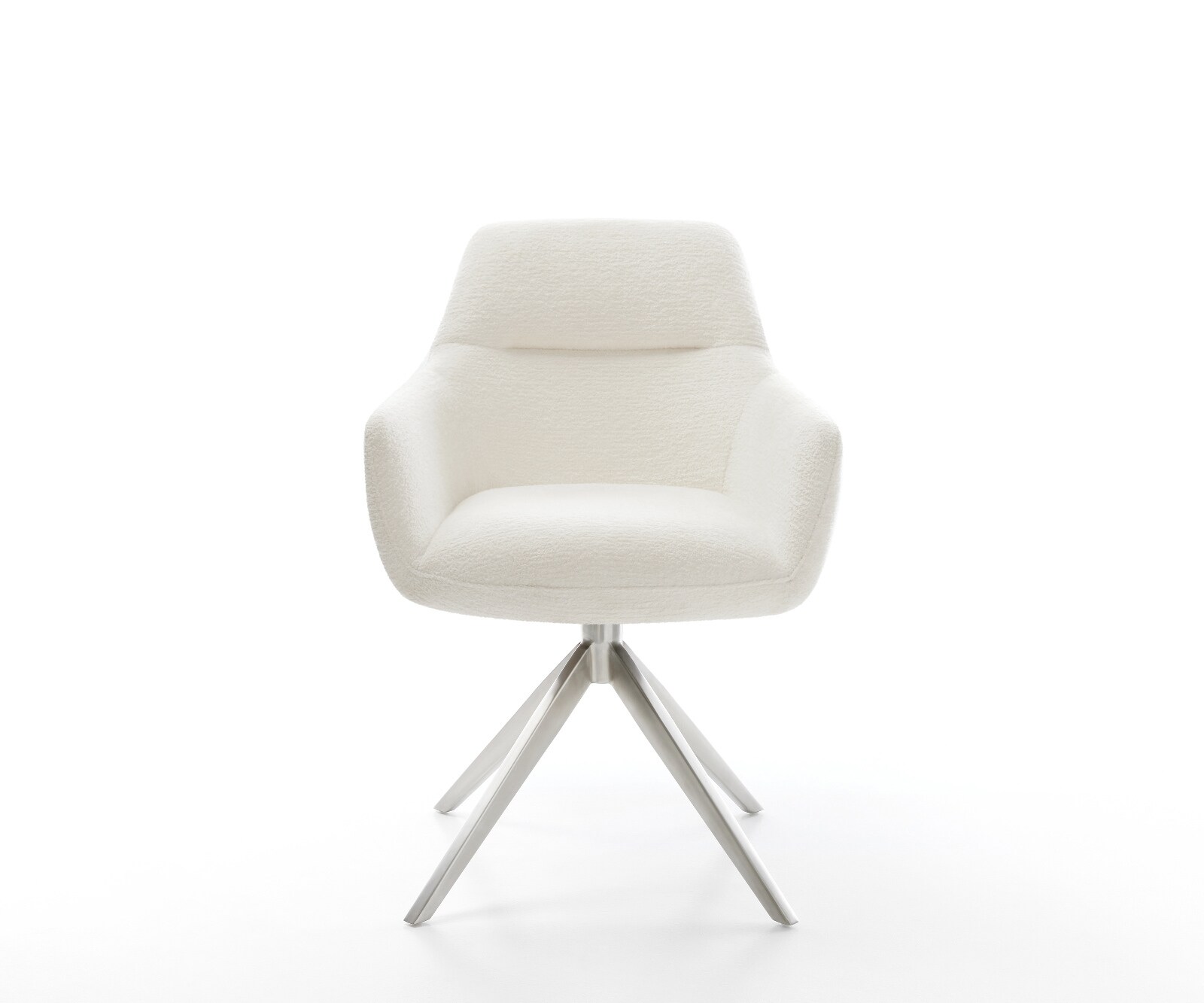Drehstuhl Pejo-Flex Bouclé Soft Beige Kreuzgestell breit Edelstahl 360° drehbar Wippfunktion Taschenfederkern 2