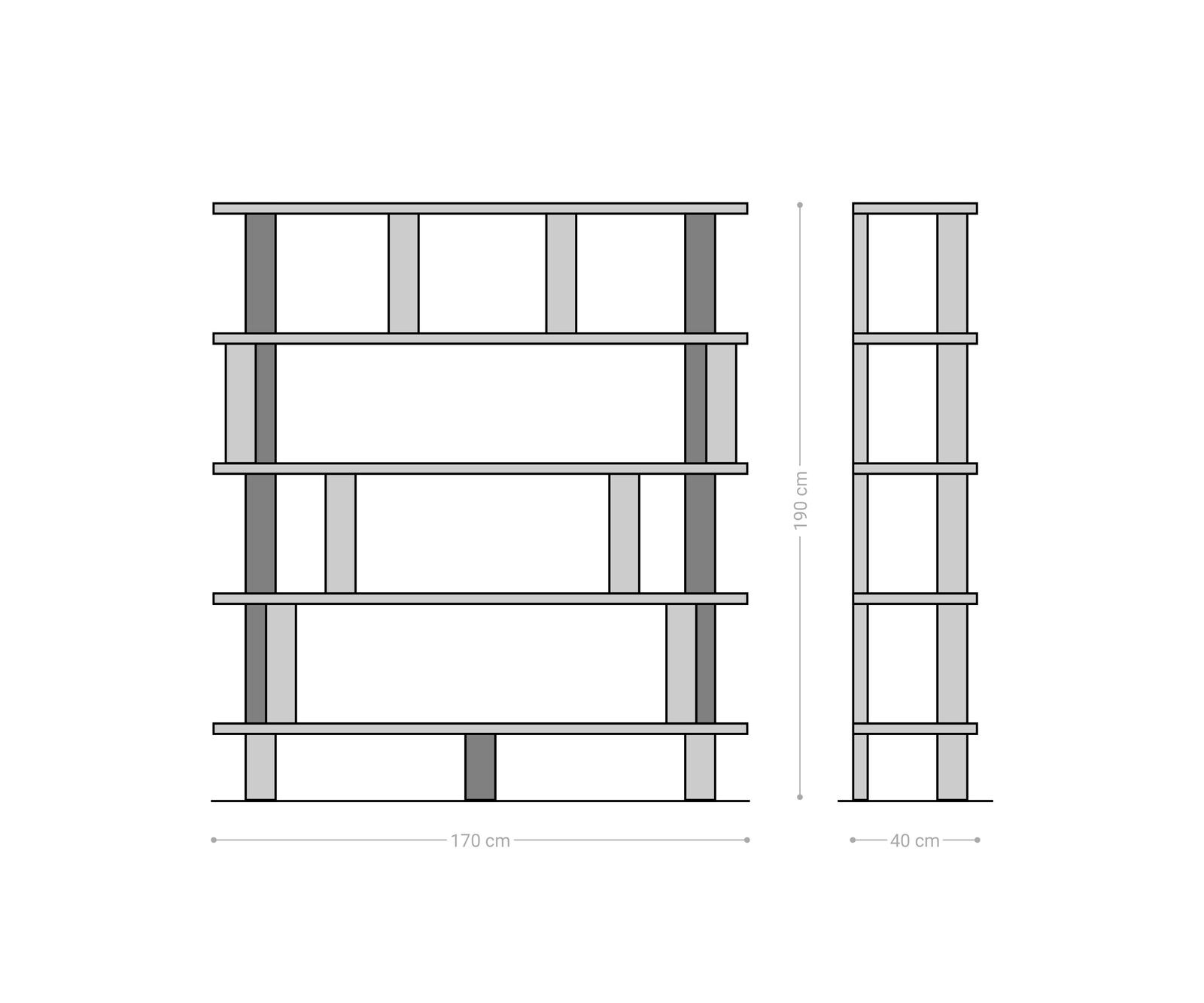 Standregal Accra 170x190 cm Akazie Natur 8 Fächer 9