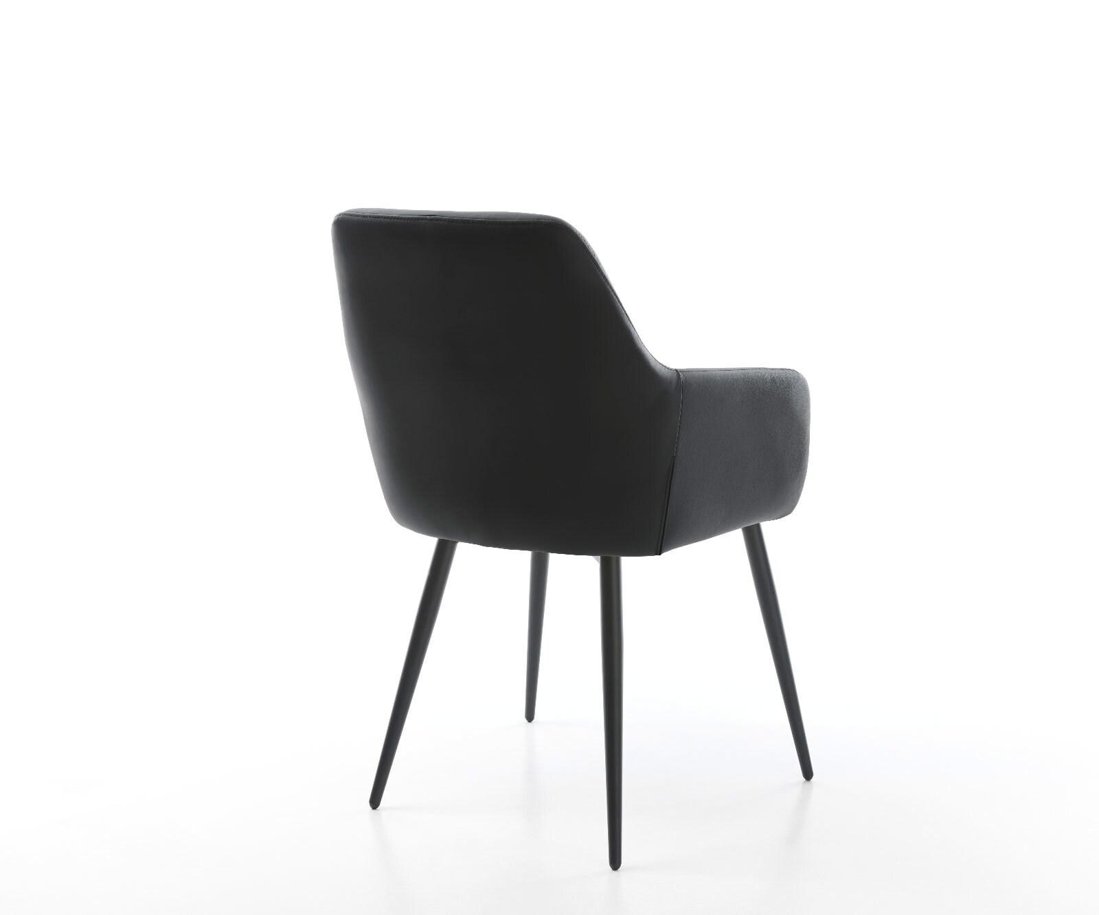 Chaise-de-salle-à-manger Pejo-Flex cuir de vache noir 4 pieds coniques noir ressorts ensachés 4