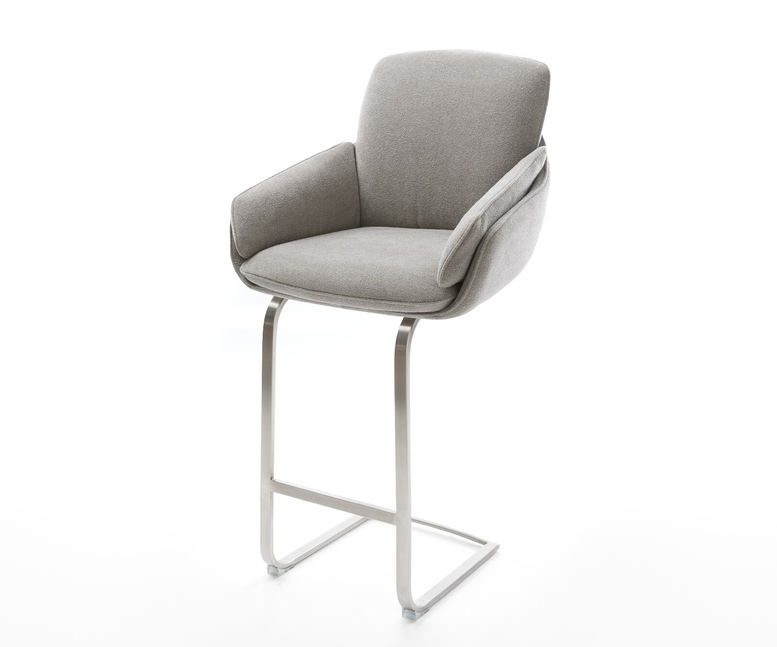 Chaise-de-bar Luan-Flex Tissu structuré doux Gris Pied cantilever acier inoxydable Argent 1