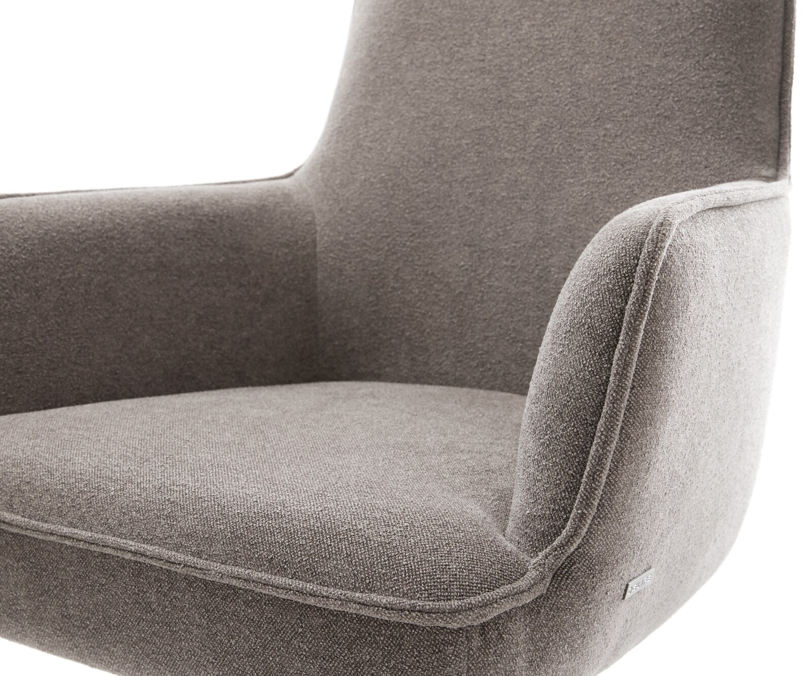 Cantilever Heira-Flex avec accoudoirs tissu structuré doux taupe pied cantilever plat noir ressorts ensachés 3
